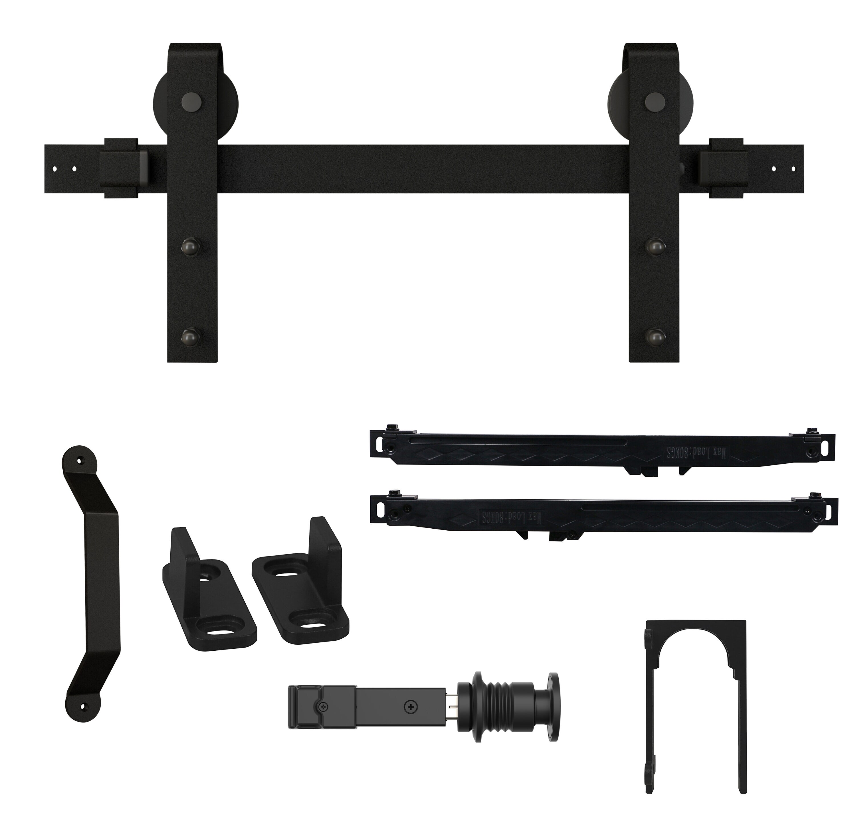 National Hardware  Designer 72-in Matte Black Barn Door Kit with Charleston Pull - Thumbnail