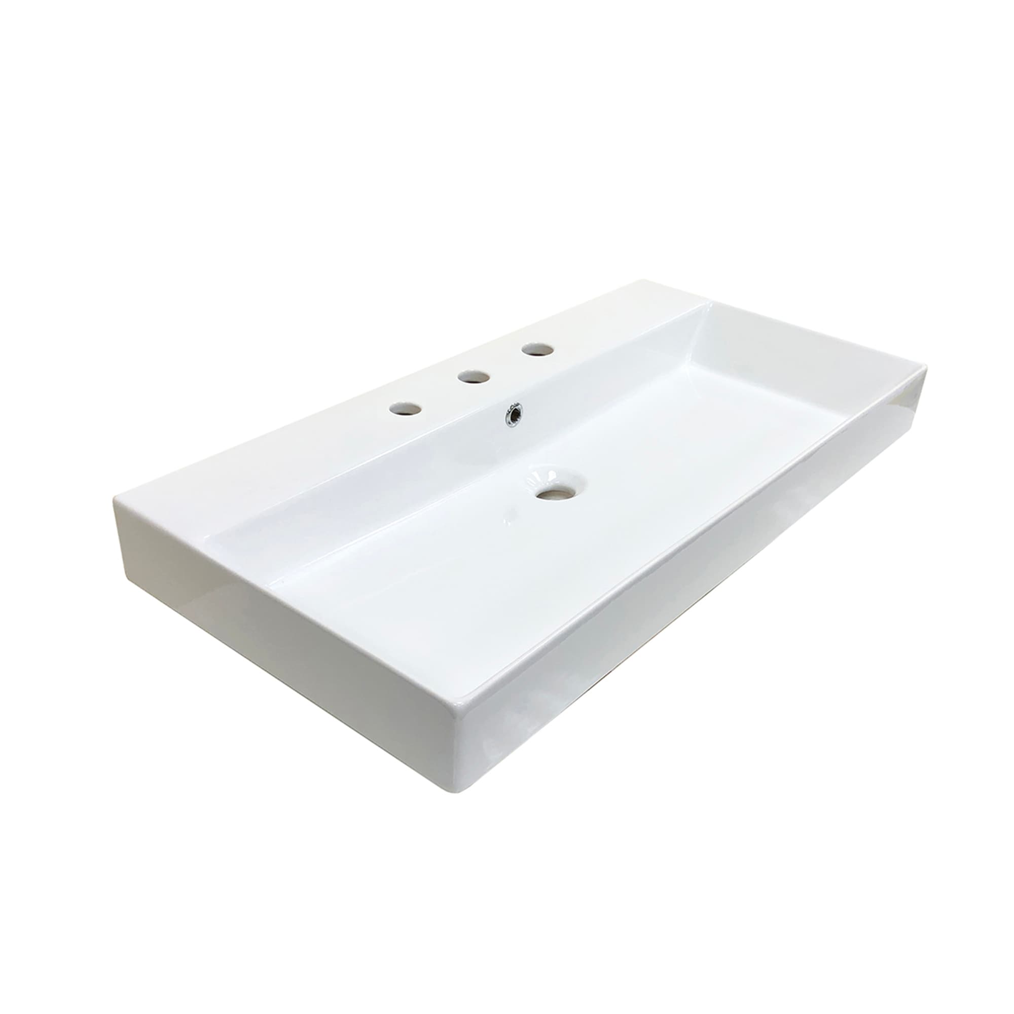 WS Bath Collections ENERGY 85.03 Energy Ceramic Wall-mount Rectangular Modern Ceramic white Bathroom Sink ( 33.5-Inches x 17.7-Inches )
