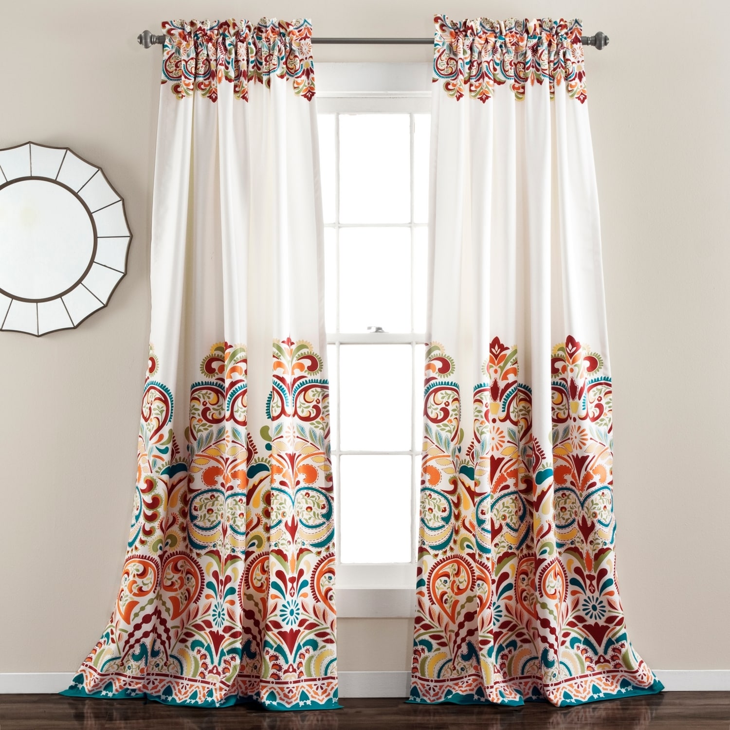 Lush Decor C38215P15-000 84-Inches Turquoise Light filtering Rod pocket Curtain panel pair