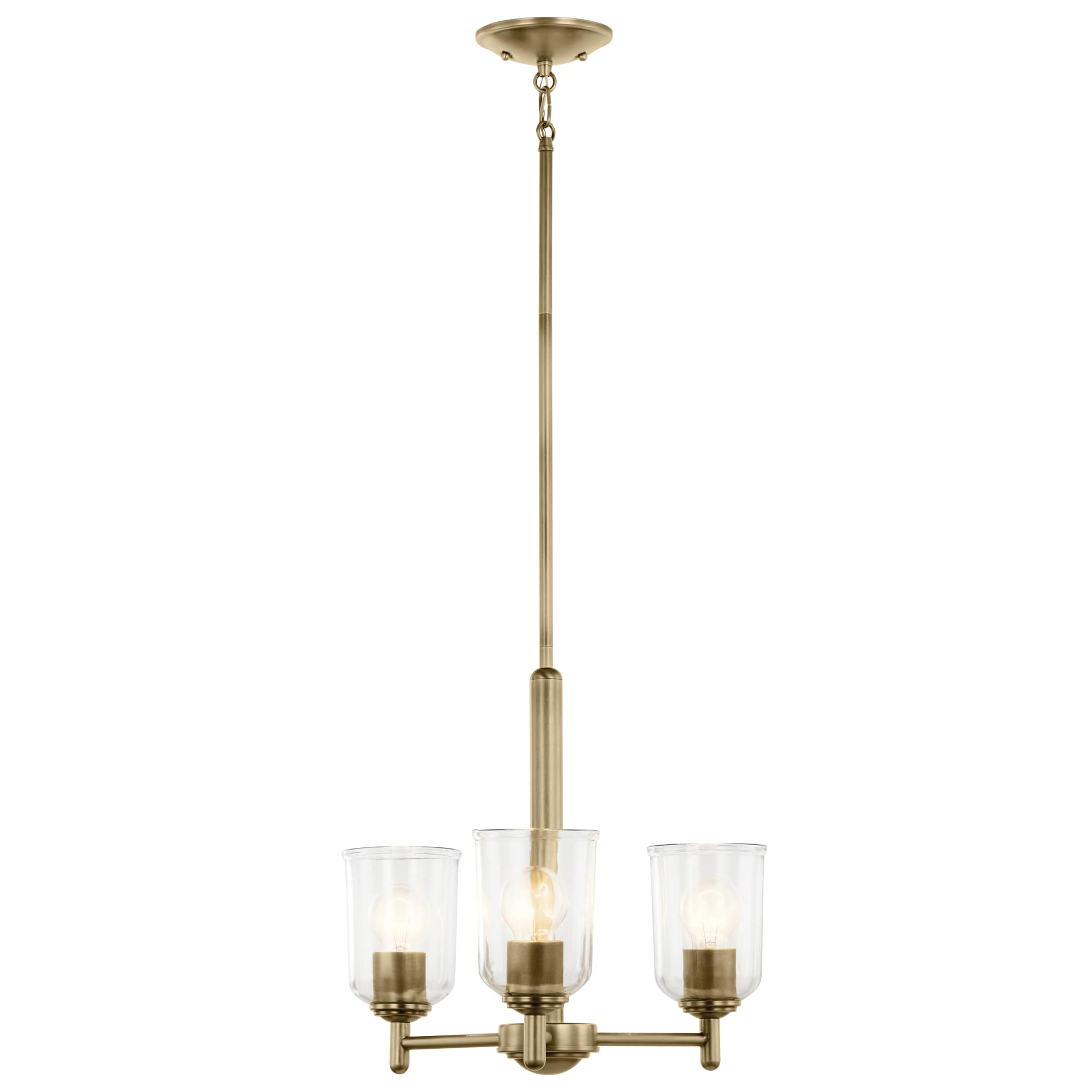 Kichler 43670NBRCLR Shailene 3 -Light Gold Traditional For Use in Bedrooms, Dining Rooms, Foyers, Kitchens, Living Rooms Chandelier