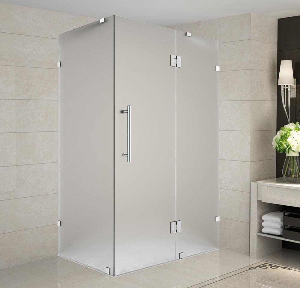 Aston Avalux Stainless Steel 34 In X 72 In Frameless Hinged Shower Door At