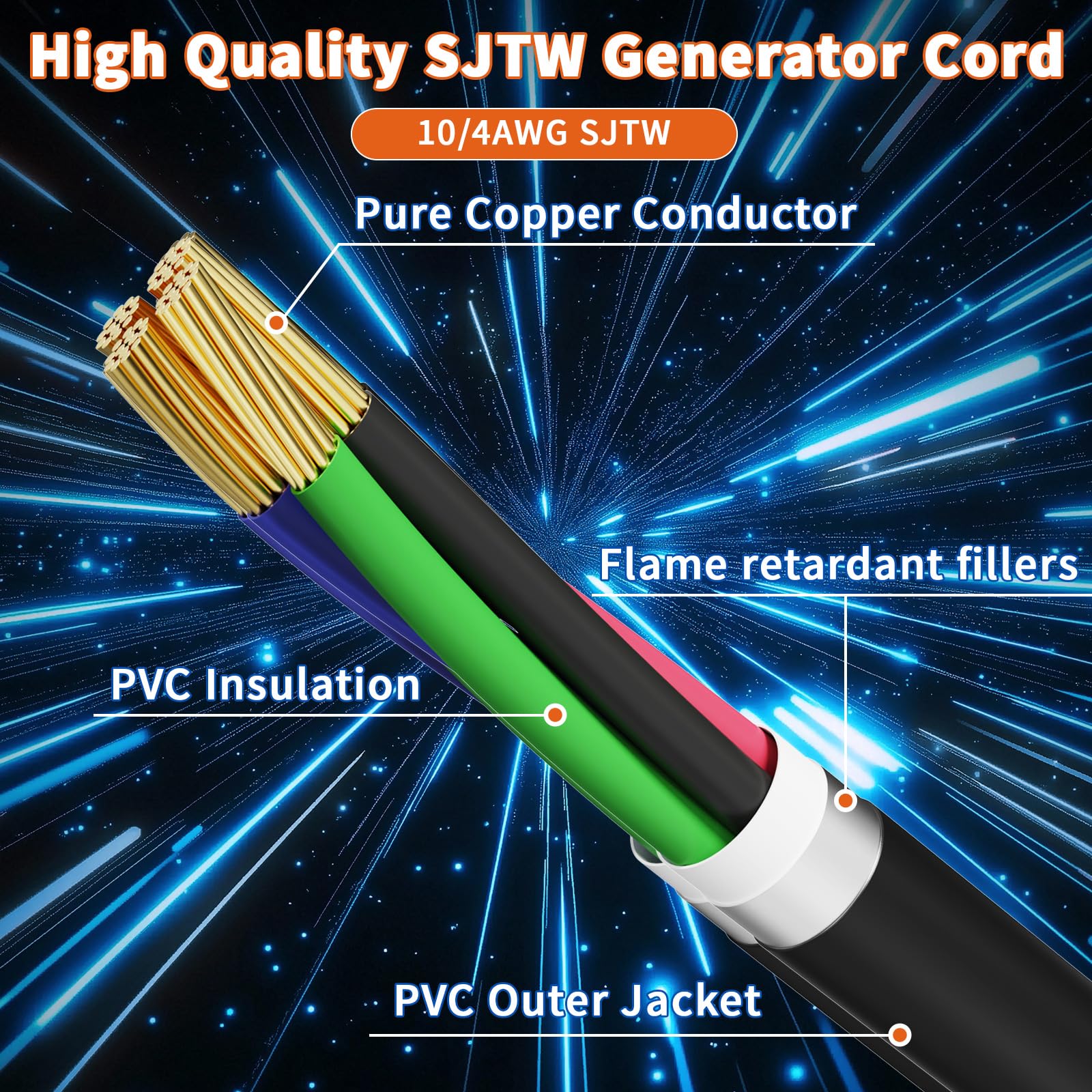 Anqtovp 30 Amp Generator Cord and Power Inlet Box Kit 20FT 125V 250V 4 ...