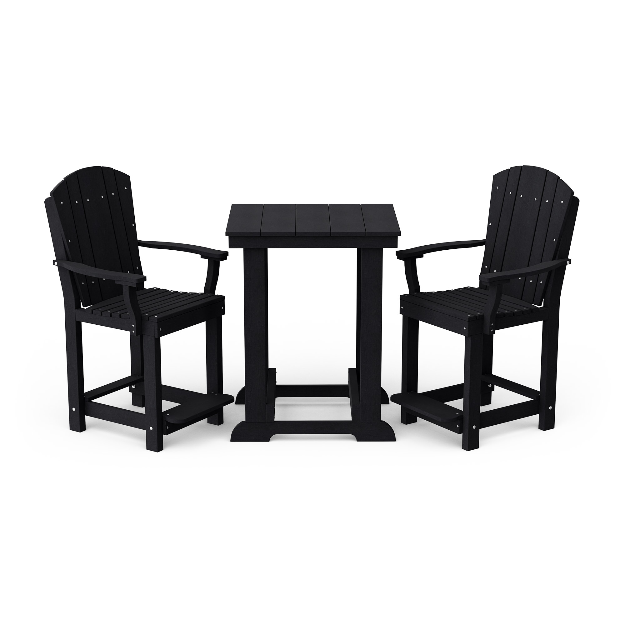 Wildridge LCC-170-BK Heritage Patio 3 -Piece Black Balcony Height Patio Dining Set Plastic Square Table with 2 Stationary Chairs