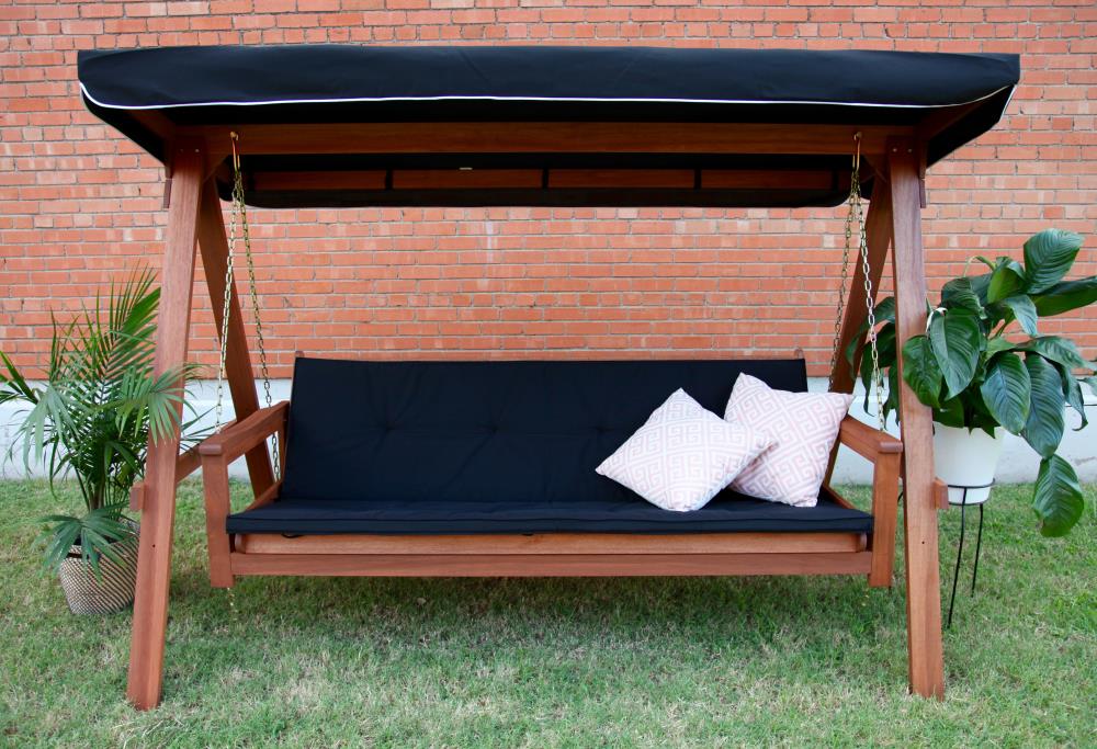 Natural Sa Outdoor Swing Bed, Wooden Patio Swing With Stand