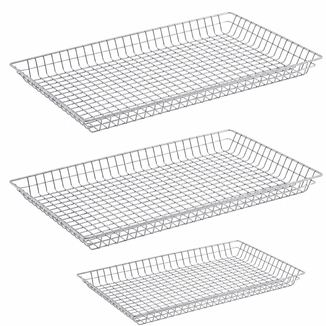 Aoibox  Nickel Plated Wire Basket Tray 16 in x 26 in Rectangular for Bakery Cafe Buffet Pastry Display 2 Pack