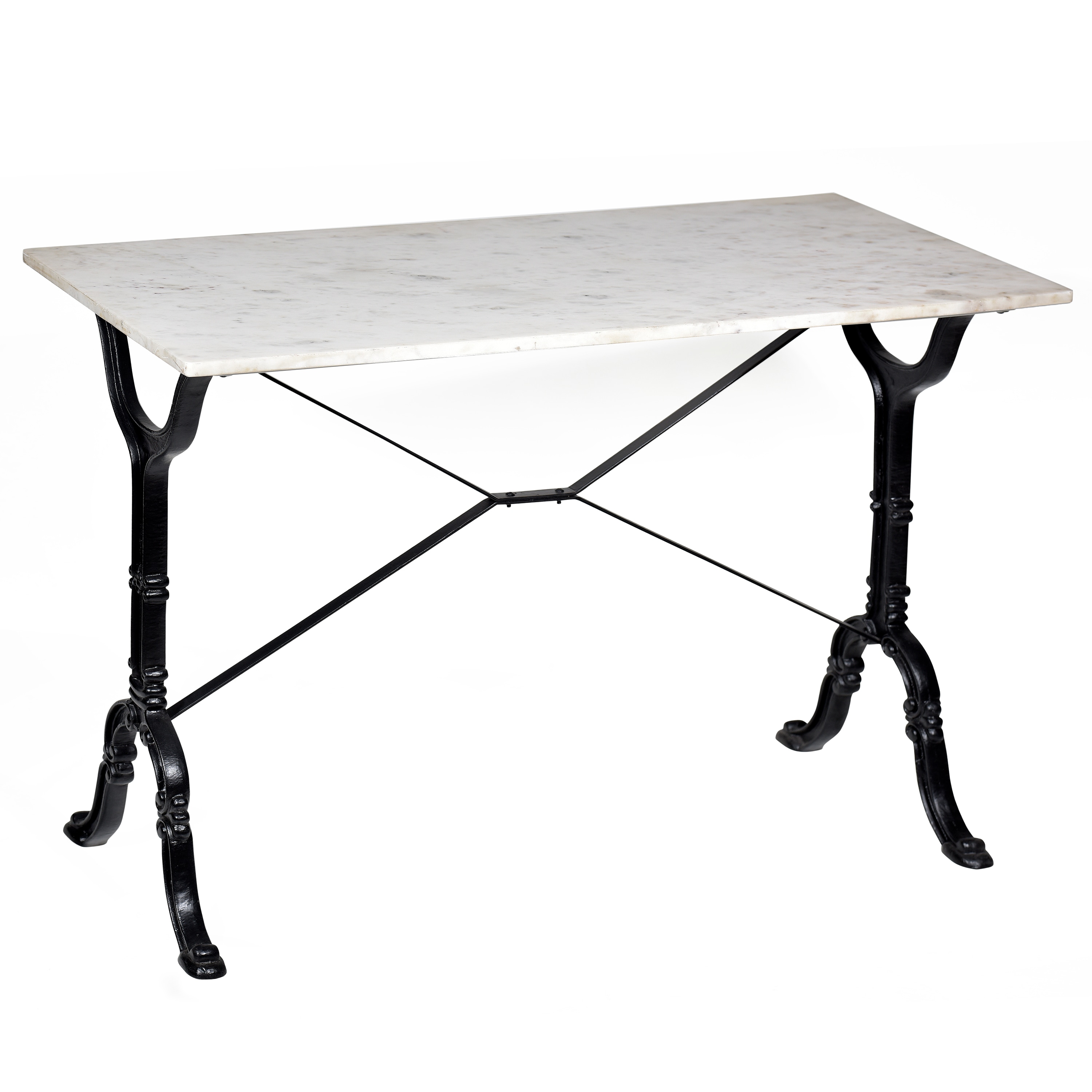 Carolina Cottage MT3642WHTBLK Vera White Traditional Counter Table, Marble with Black Metal Pedestal Base 19-in L x 36-in H