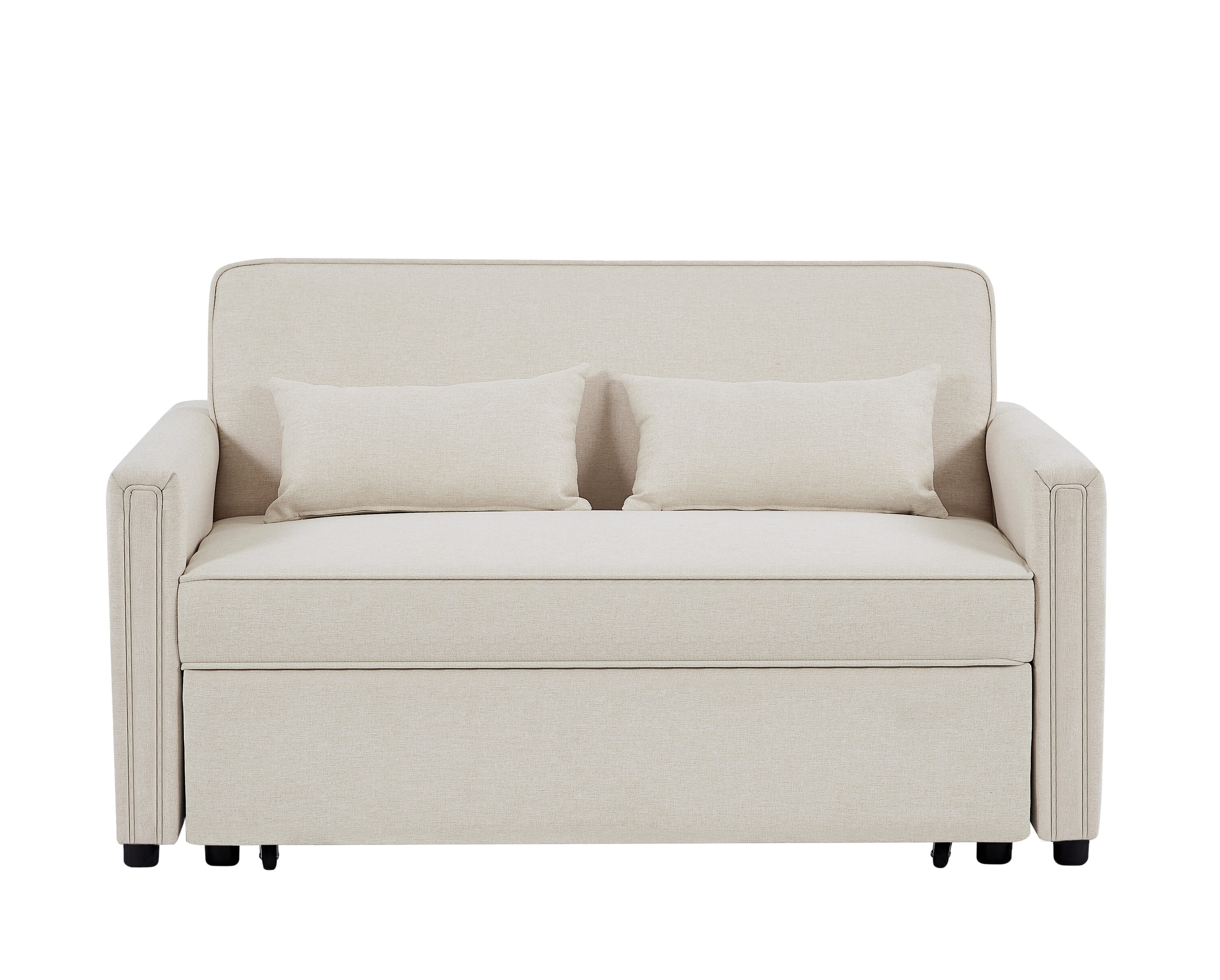 Runesay Sofa Bed Ivory White Contemporary/Modern Velvet Twin Sofa Bed ...