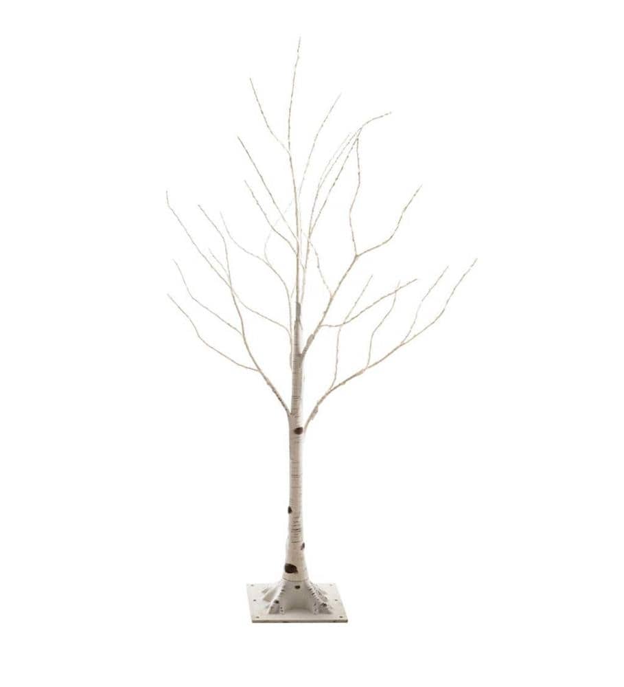 Noble House Frances Pre-Lit 4' Artificial Twig Birch Tree with 48 White LED  Lights, White 