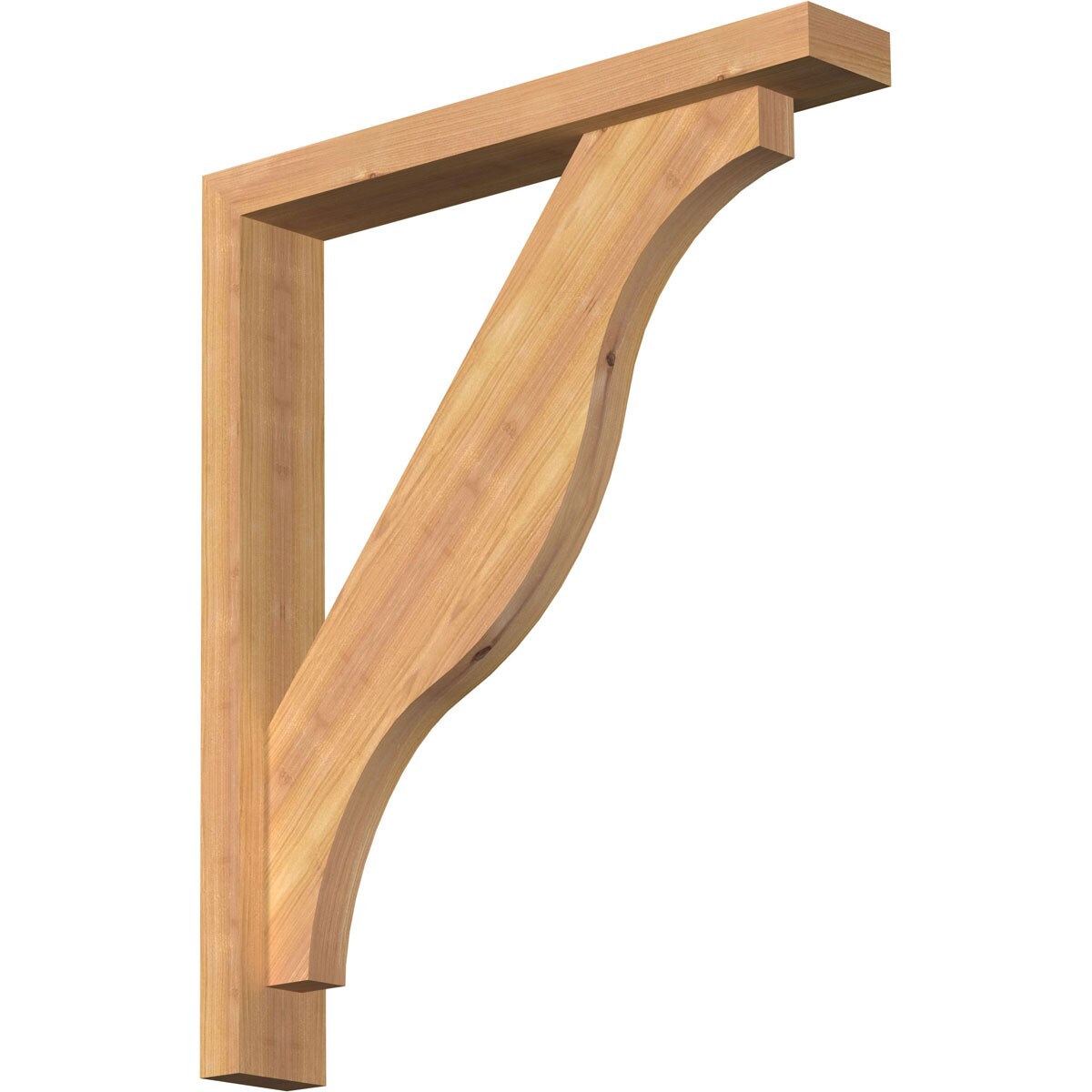 Ekena Millwork 1462321 Funston Block Smooth Bracket with Offset Brace 3-1/2-in x 22-in x 26-in Western red cedar Brown Wood Standard bracket