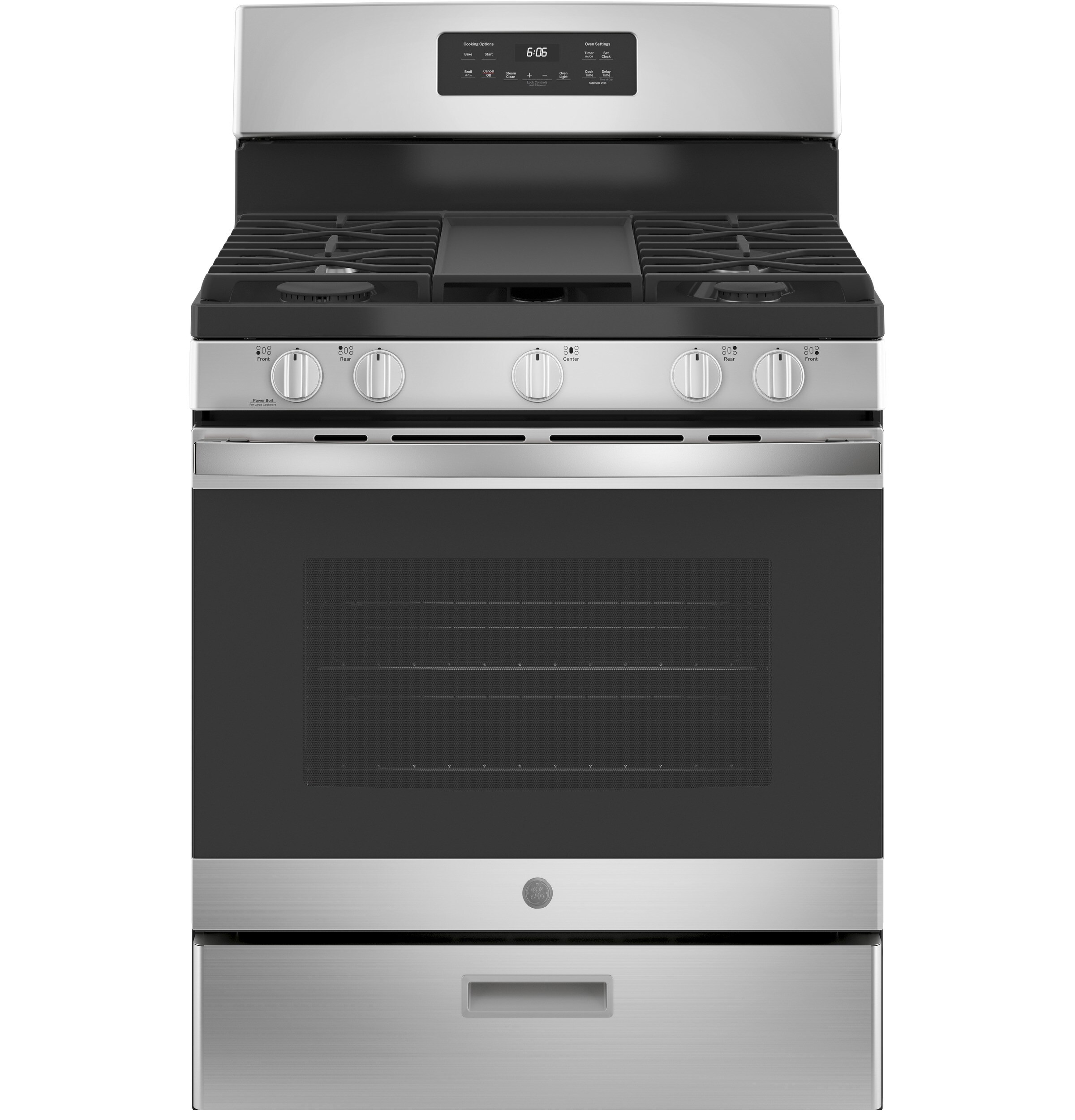 GE 30-in 5 Burners 5-cu ft Freestanding Natural Gas Range (Stainless Steel)