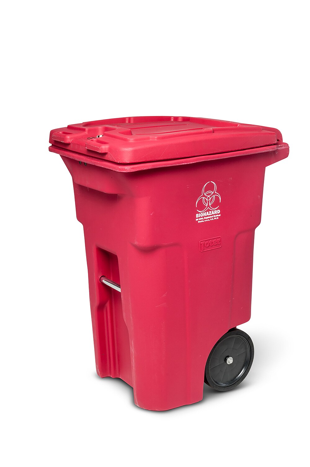 Toter RMN64-01RED 64 Gallon Red Plastic Commercial Wheeled Indoor/Outdoor Hinged Lid Trash Can