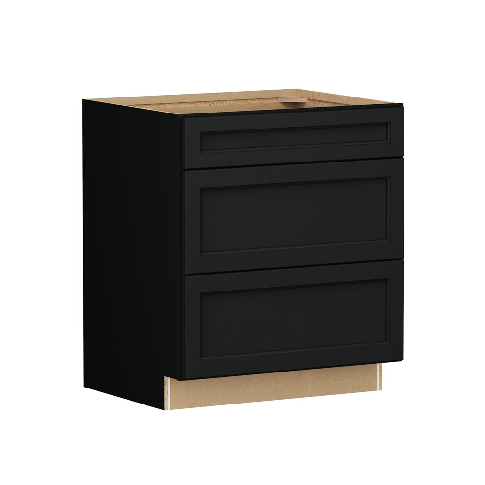 Shenandoah Glasson 30-in W x 34.5-in H x 24-in D Black Painted Drawer Base Fully Assembled Cabinet Recessed Panel Transitional