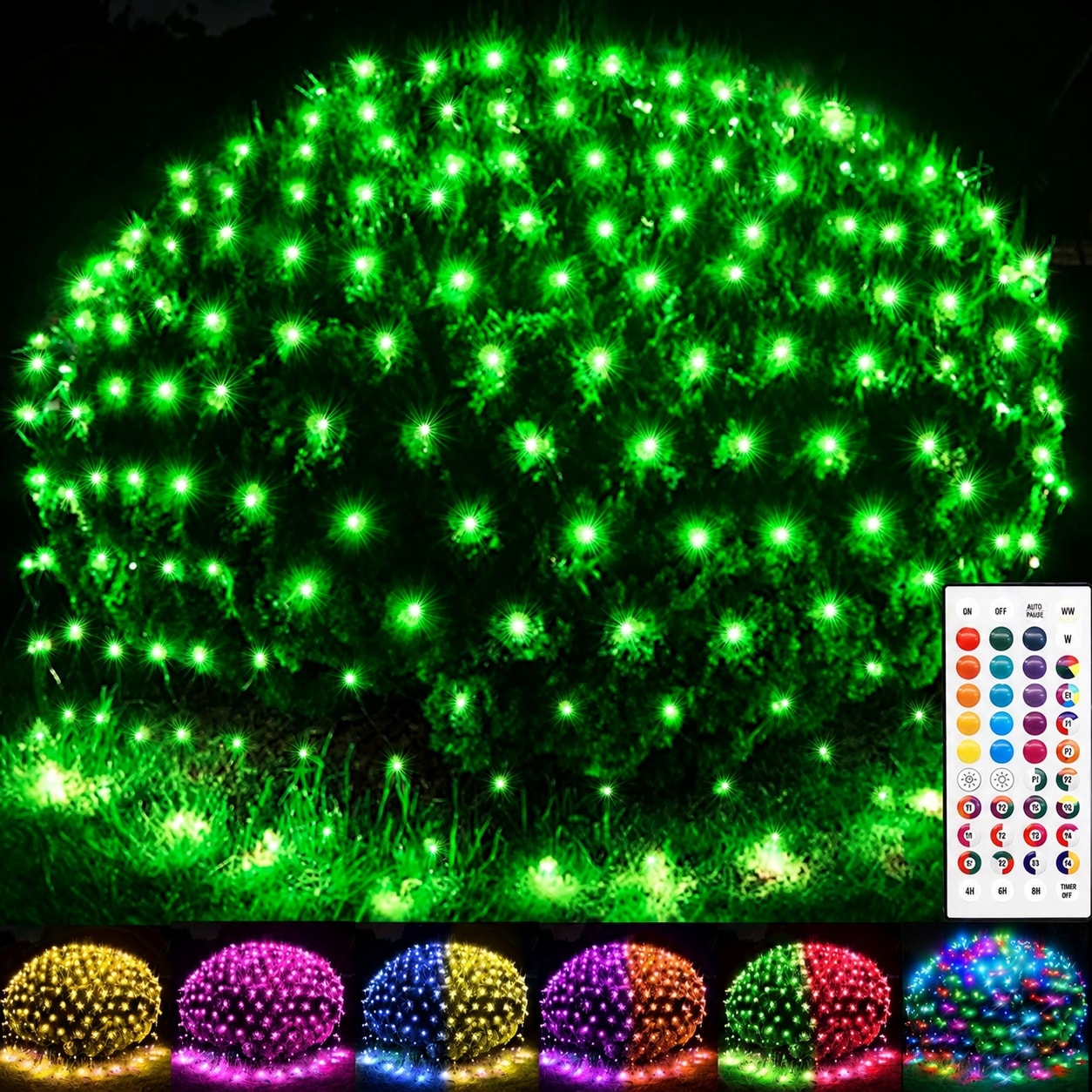Oyezvary 14 8ft x 5ft Christmas Net Lights 240 LED 35 Color Changing Outdoor Mesh String Lights Multicolor Green Blue Waterproof Connectable