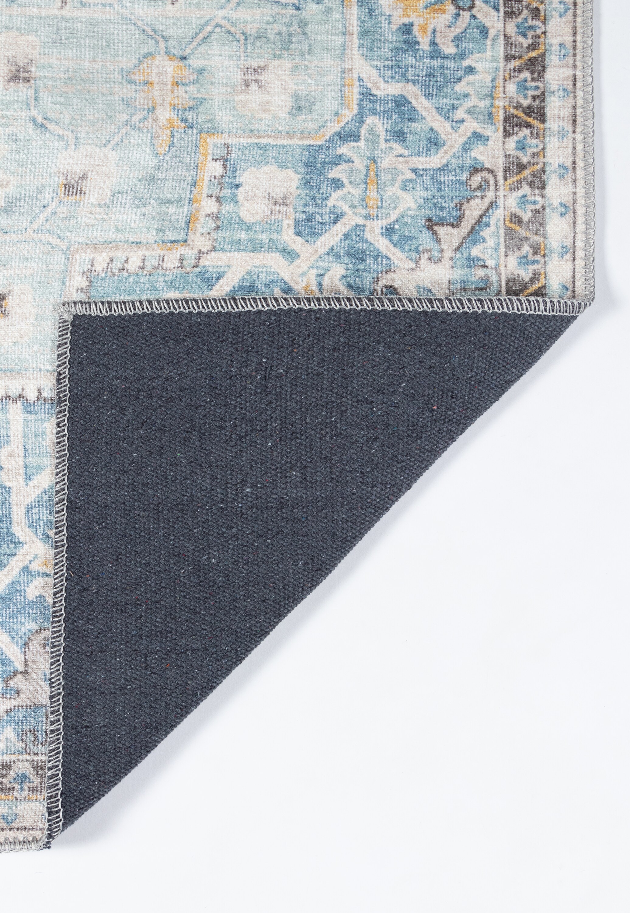 Light Blue Rectangular Synthetic 5' x 7' Area Rug