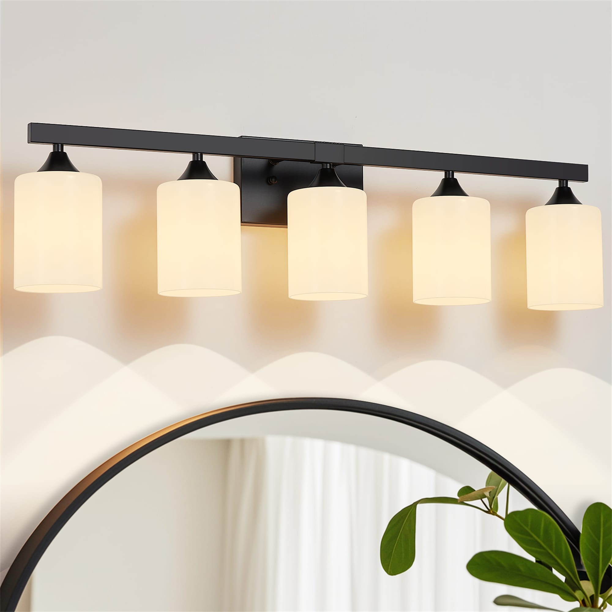 BABOOM - Matte Black Bathroom Vanity Light 29.92-in 5 Light Matte Black Modern/contemporary Bathr...