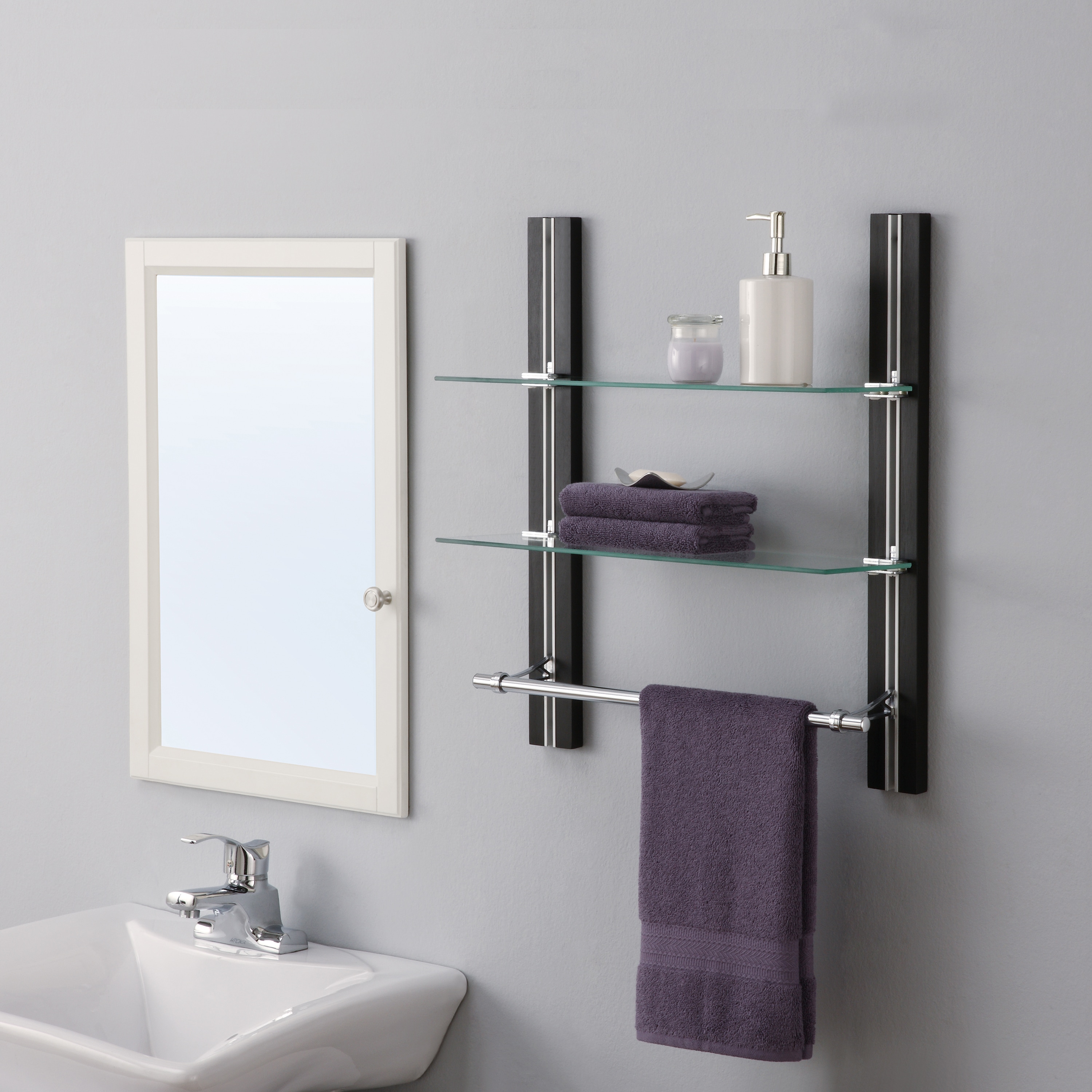 Organize It All Chrome 2-Tier Metal Wall Mount Bathroom Shelf