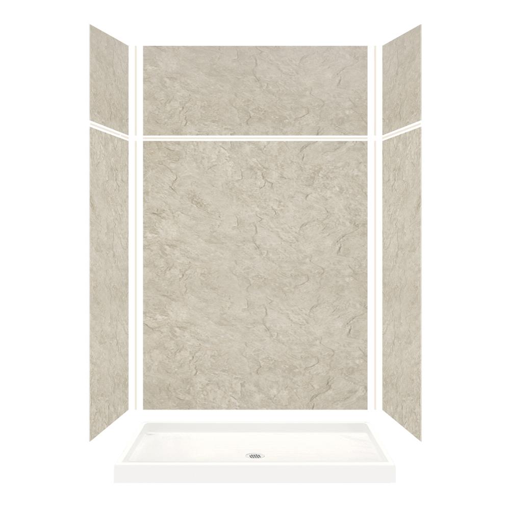 Transolid KSX603296-44 Expressions Sea Fog 32-Piece 32-in x 60-in x 96-in Alcove Shower Kit (Center Drain) Drain Included