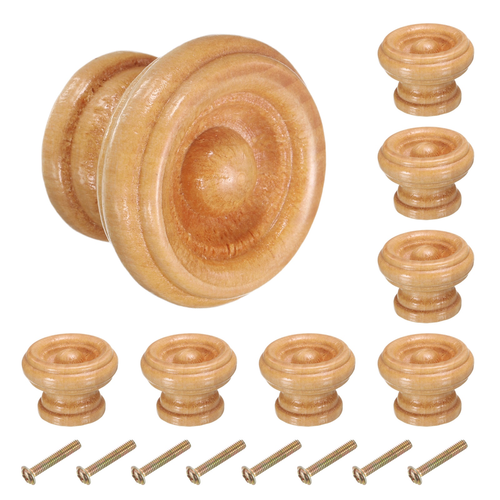 Unique Bargains 8pcs Round Wooden Knobs 37mm/1.5-Inch Mushroom Shape Kitchen Cabinet Knobs Single Hole Drawer Pull Hardware Handles Decorative Furniture for Drawer Dresser Wardrobe Light Brown #S26030500UX6849