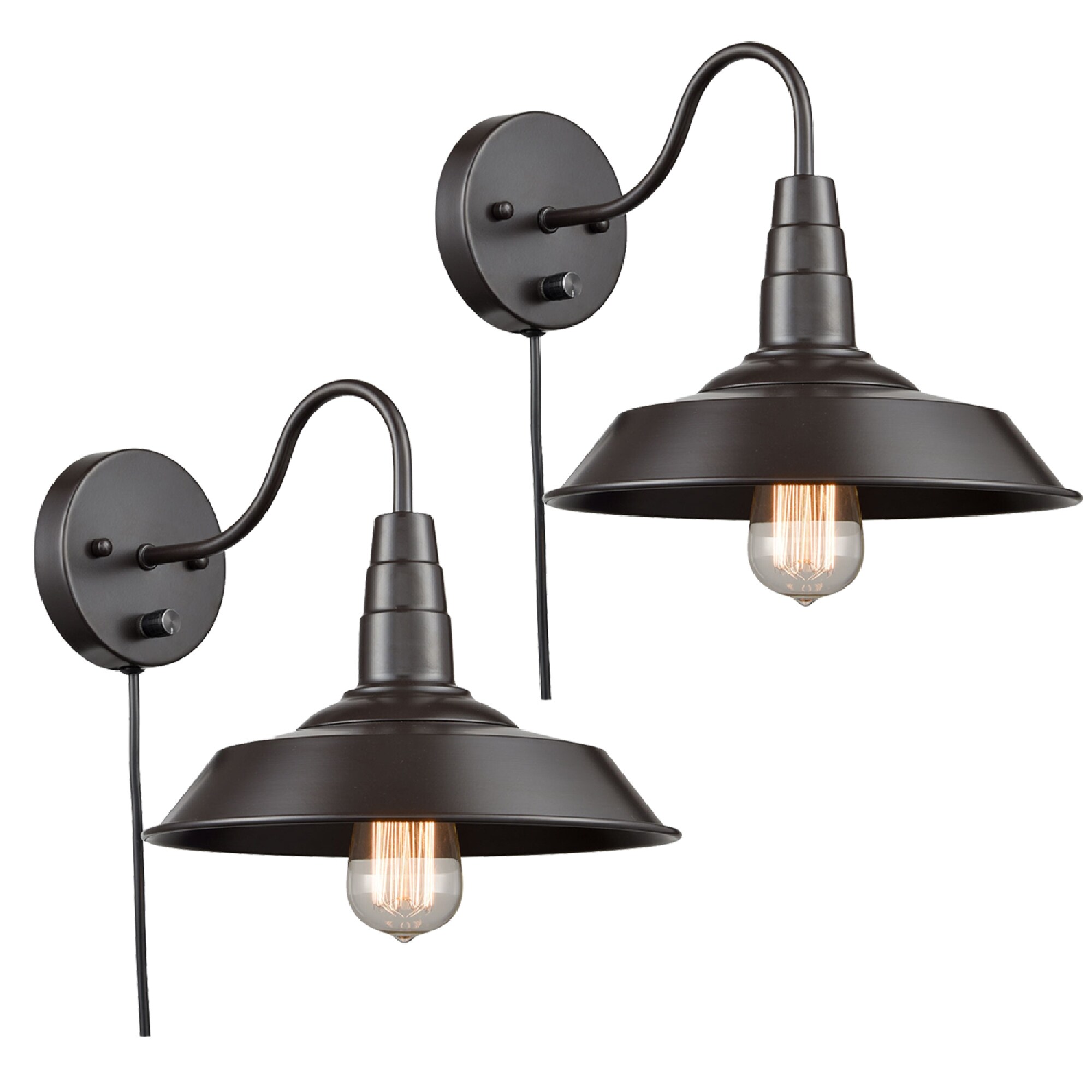 Claxy AX-T2618BU-OB-C-2 Barn Light 10.23-in W 2 -Light Oil-rubbed Bronze Wall Sconce