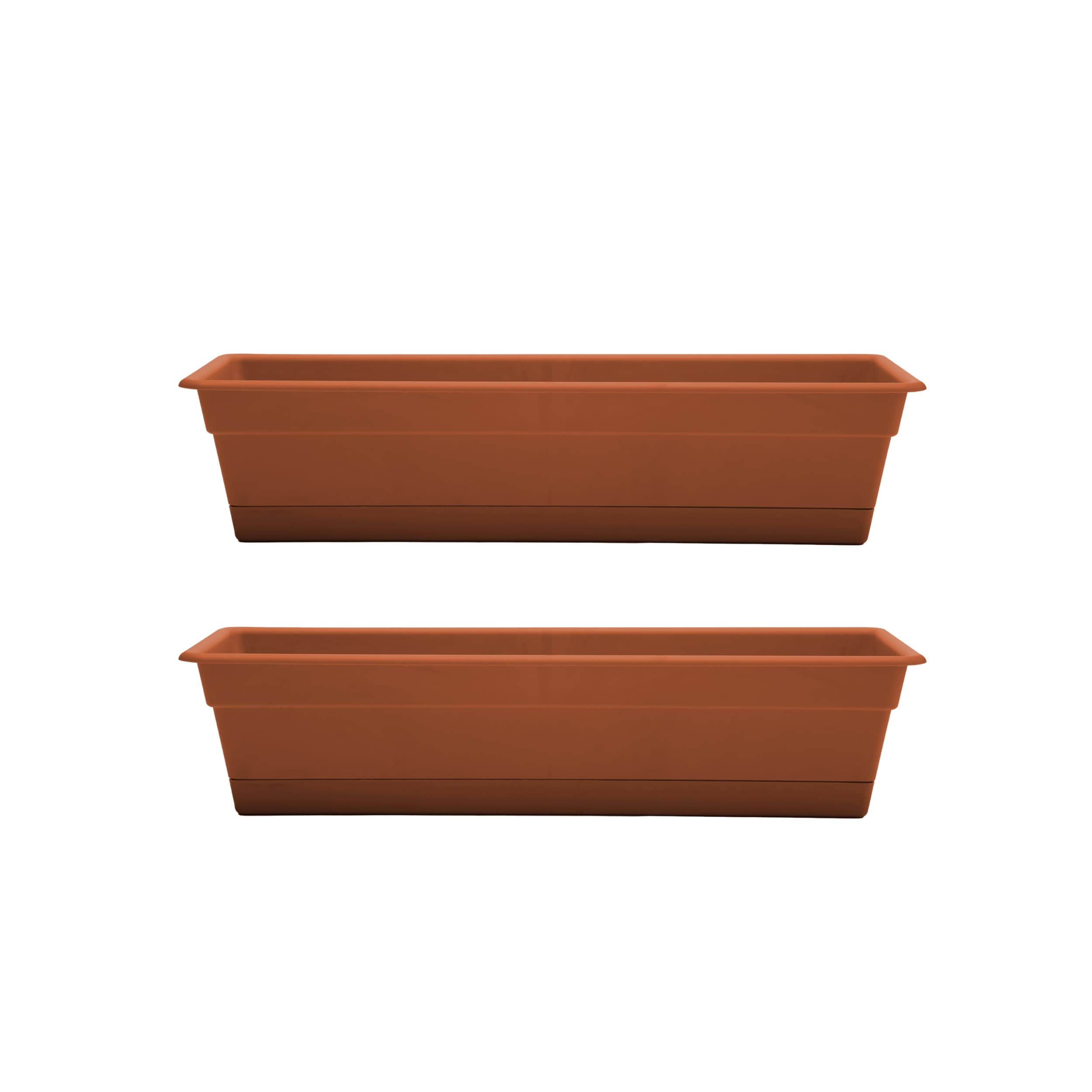 Bloem DCB-DCBTMIX7 2 -Pack Rectangle 24-in W Medium Brown Plastic Indoor/Outdoor Window box with Drainage Holes Attached Saucer