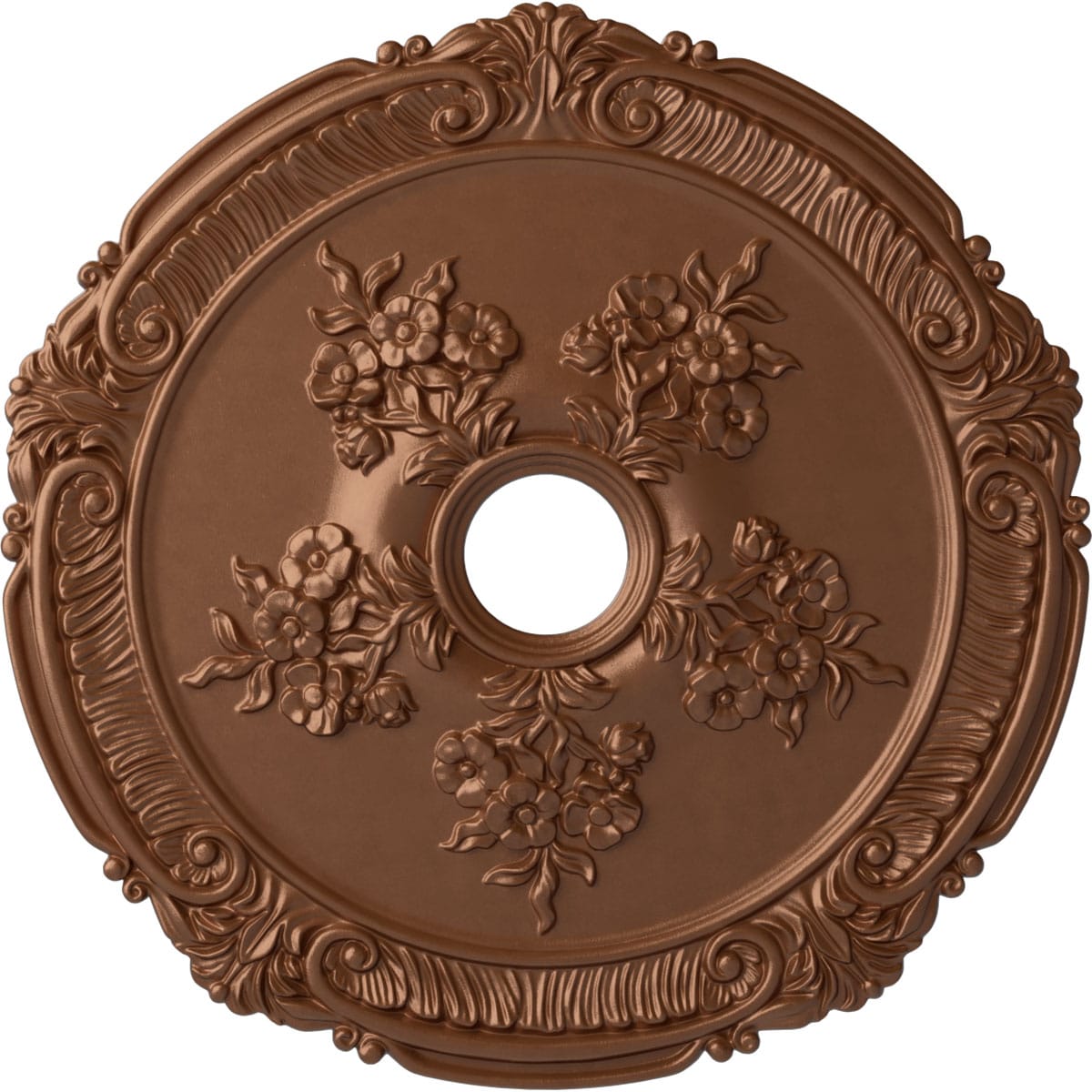 Ekena Millwork CM26ATPOS Attica with Rose 26-in W x 26-in L Painted Polished Copper Polyurethane Whole Ceiling Medallion