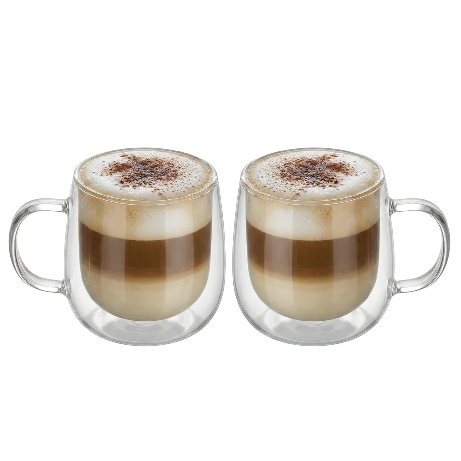 Aoibox  Double Walled Glass Coffee Mugs Set of 2 10 oz Clear Borosilicate Insulated Cups for Hot Cold Drinks