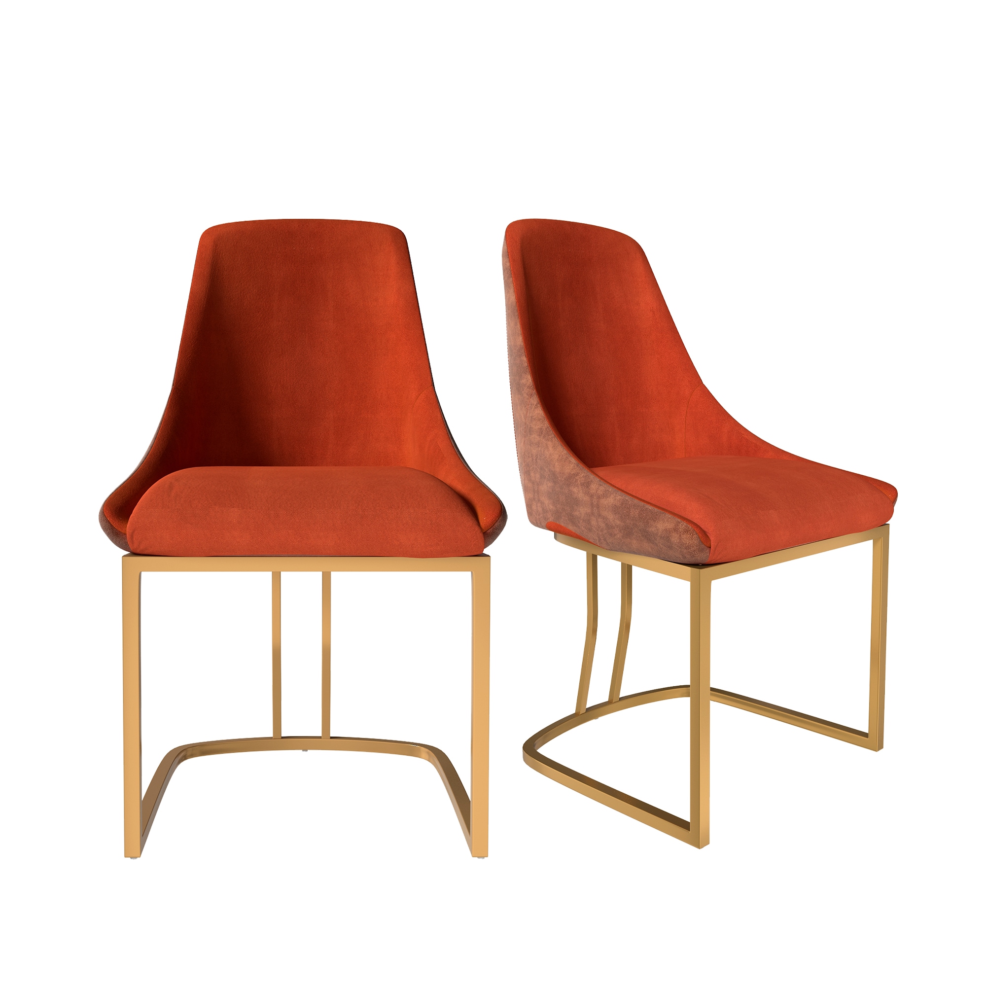 Boyel Living BLDC2432RE Red PU Modern Dining Side Chair with Metal Legs and Swivel Leveling Feet (Set of 2)