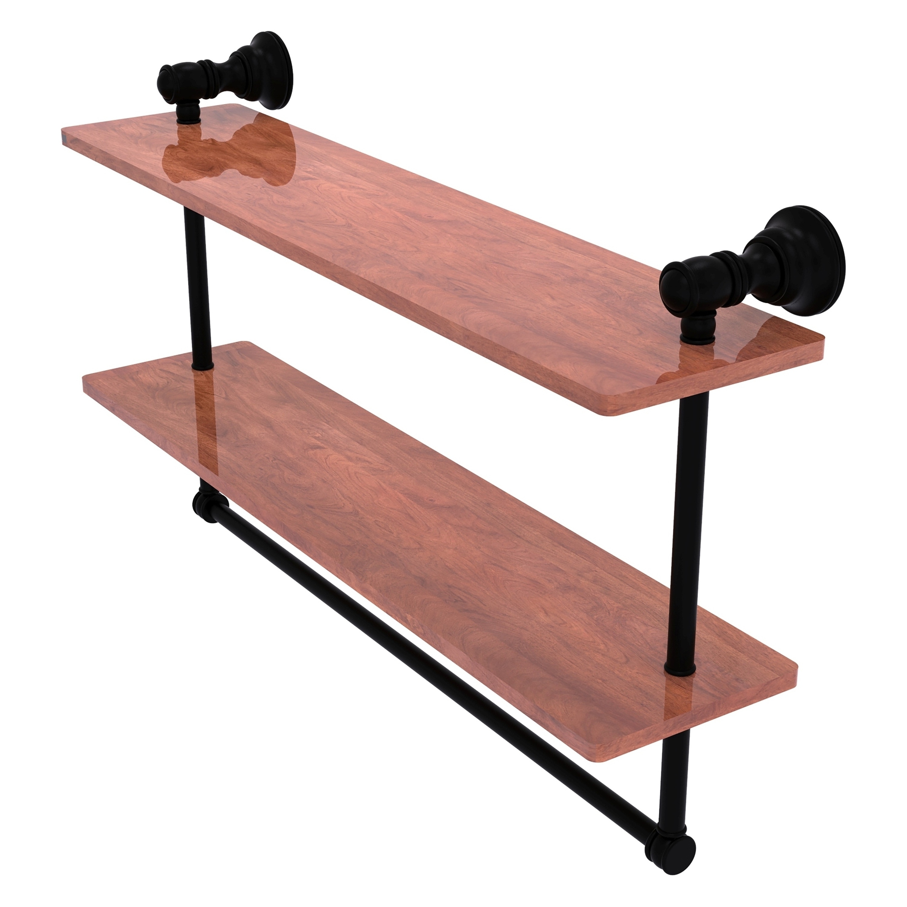 Allied Brass CL-2-22TB-IRW-BKM Carolina Matte Black 2 -Tier Wall mount Bathroom Shelf ( 22-in x 9.5-in x 5-in )