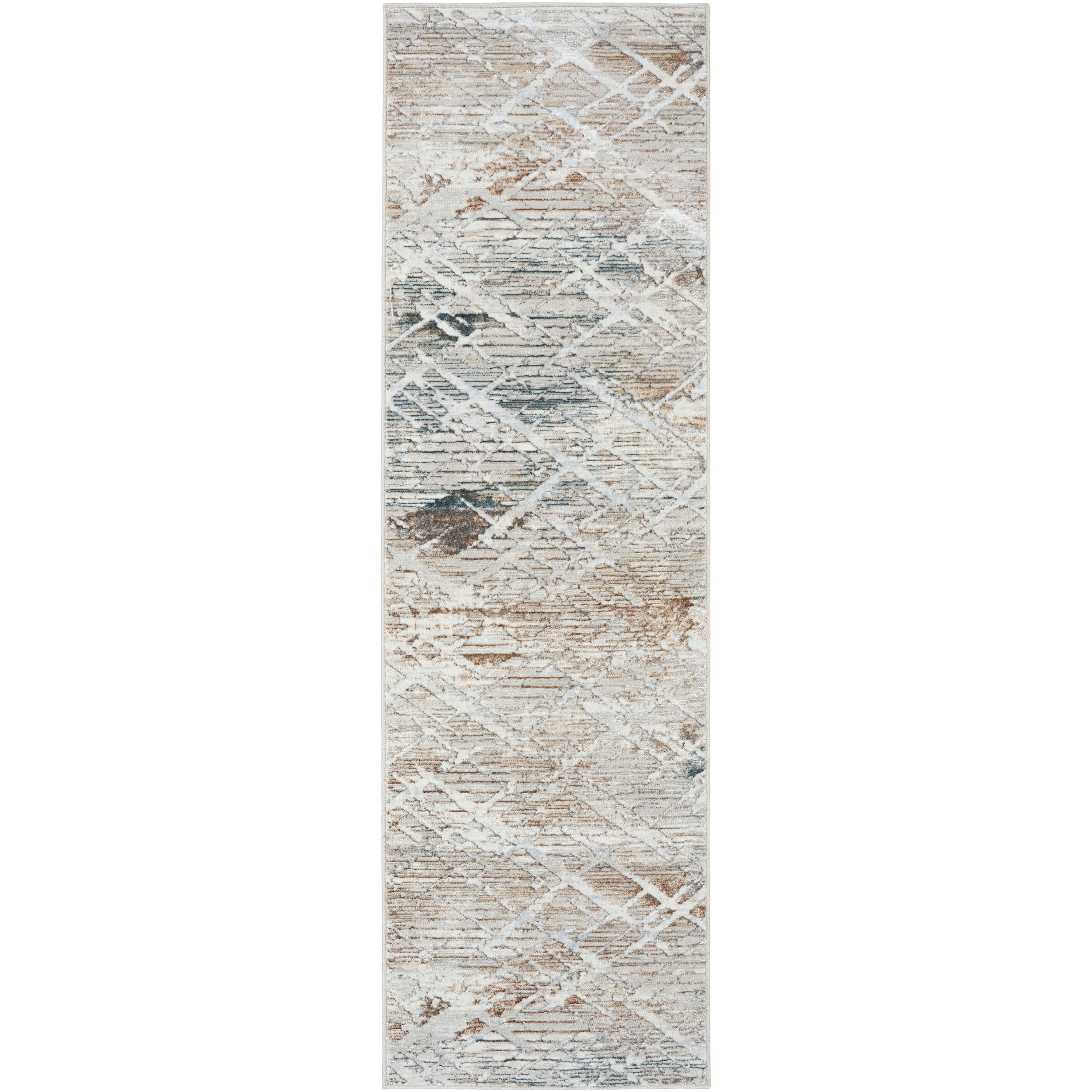 Nourison 099446914613 Glam Modern Abstract Indoor Area Rug Grey Multicolor 2'3" x 7'6"