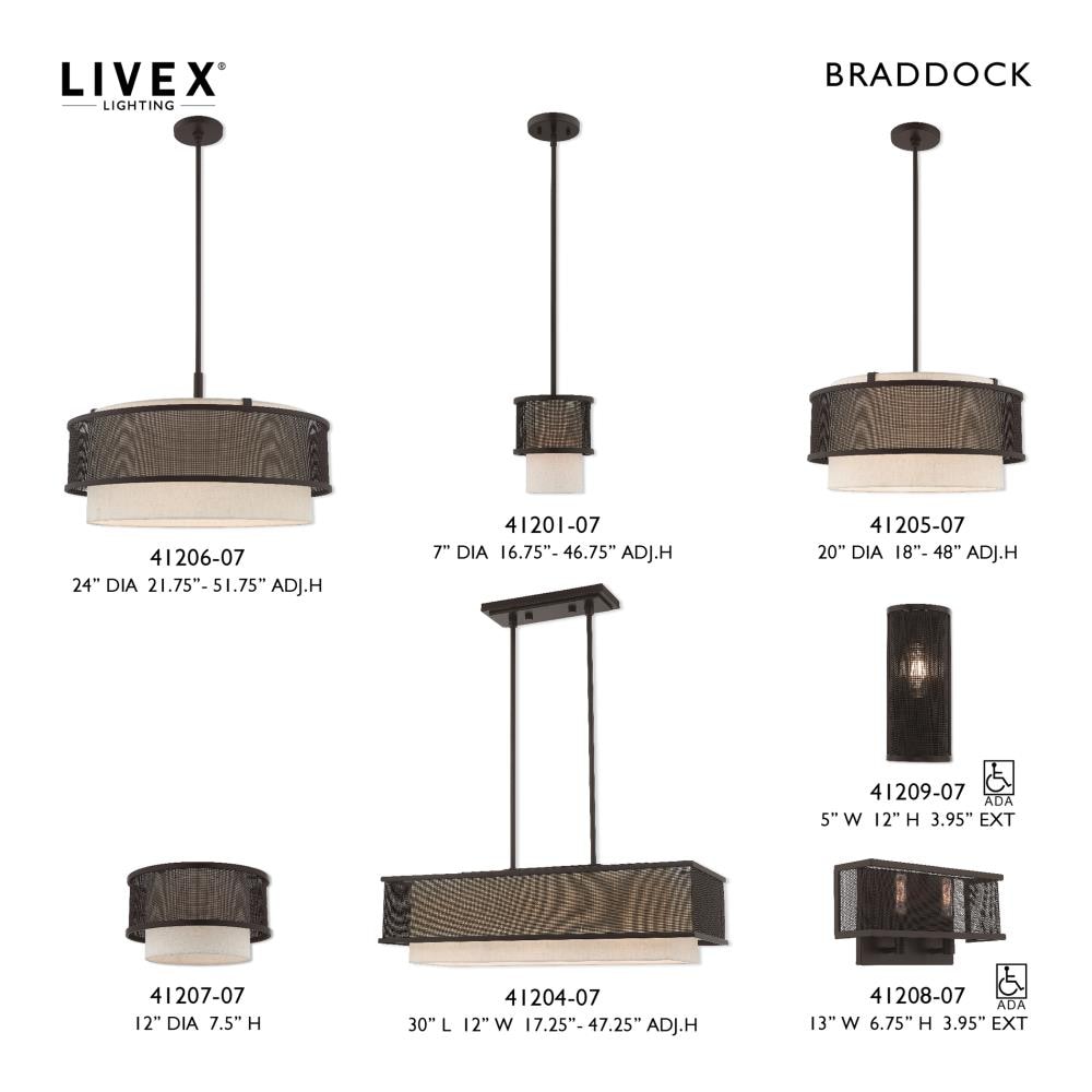 Braddock 5-Light Bronze Drum Pendant with Oatmeal Fabric Shade