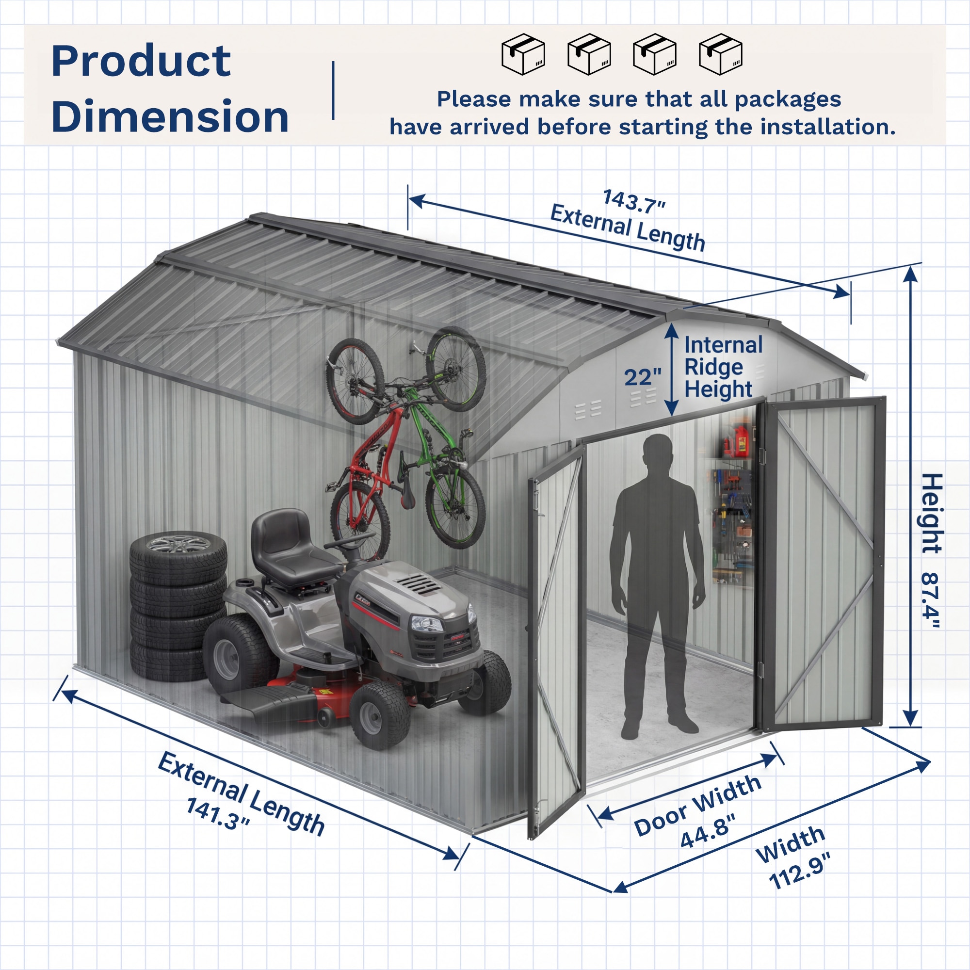 Patiowell WES-0299-2GY Metal-Storage-Buildings-Sheds - View #7