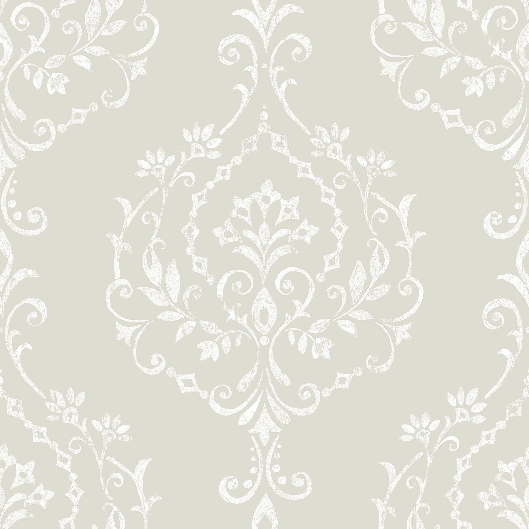 RoomMates RMK12259PL 28.29-Sq. Feet Taupe Vinyl Damask Self-adhesive Peel and Stick Wallpaper