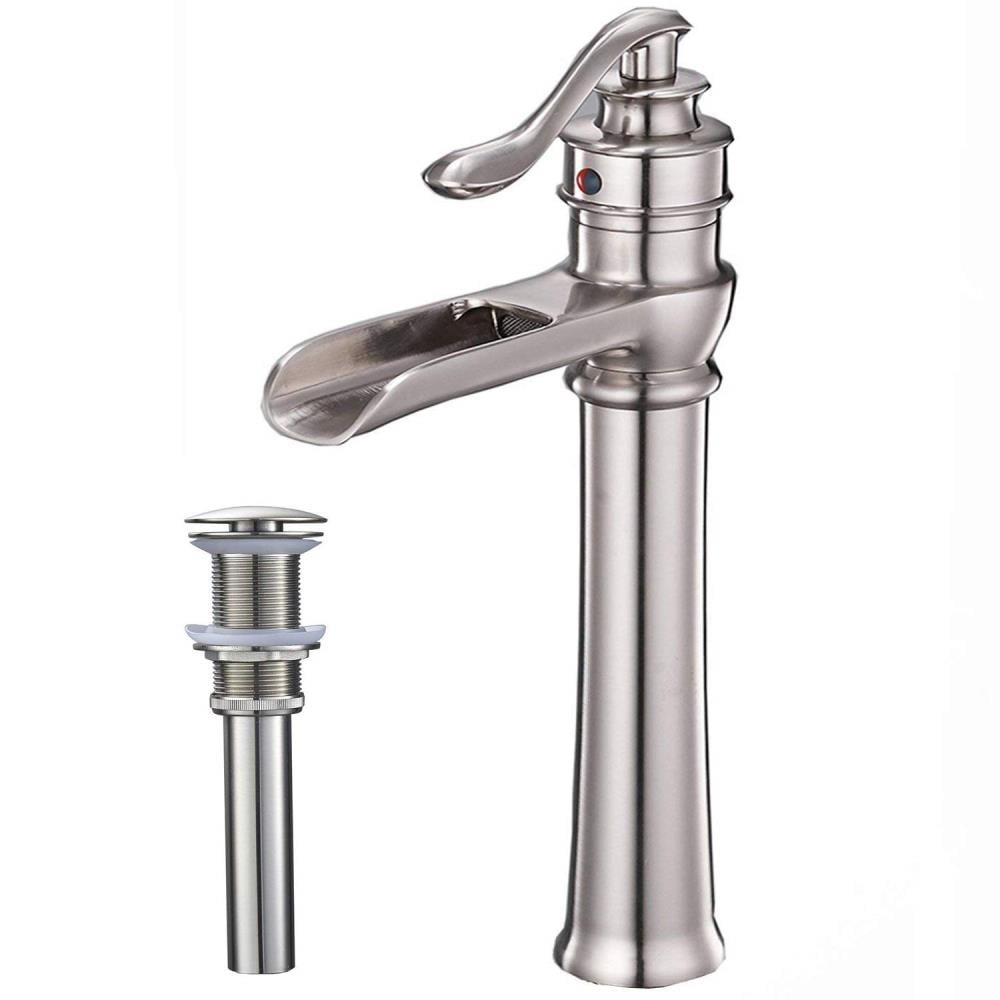 Brushed Nickel Water Pump Bathroom Basin Faucet Waterfall Vessel Sink Mixer Tap 