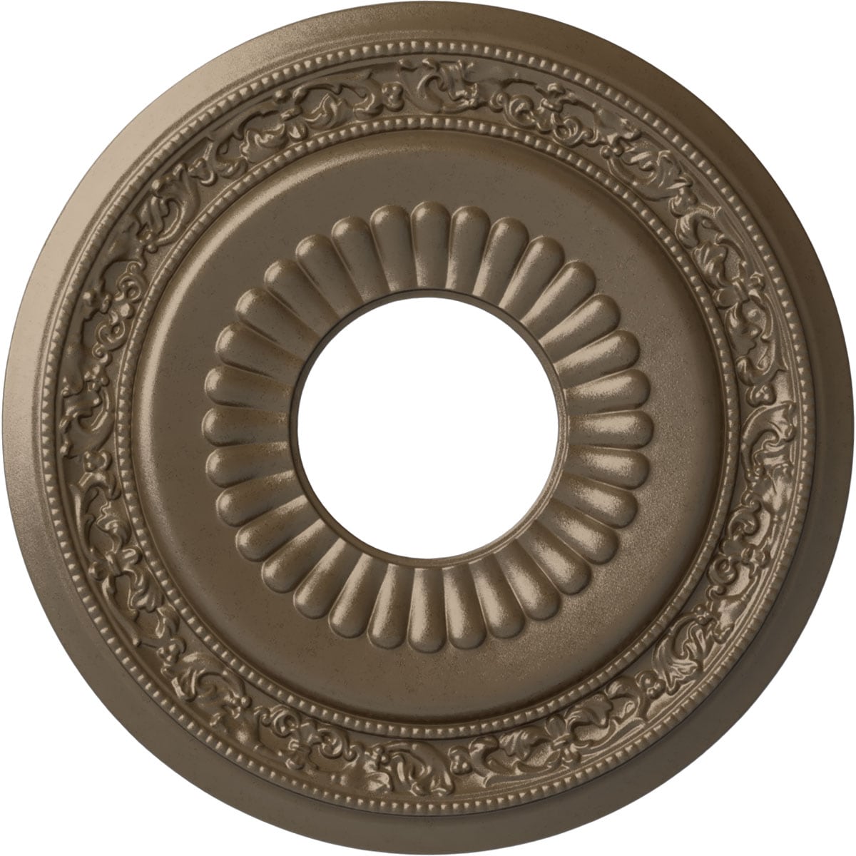 Ekena Millwork CM20LNWSS Lauren 20.625-in W x 20.625-in L Painted Warm Silver Polyurethane Whole Ceiling Medallion