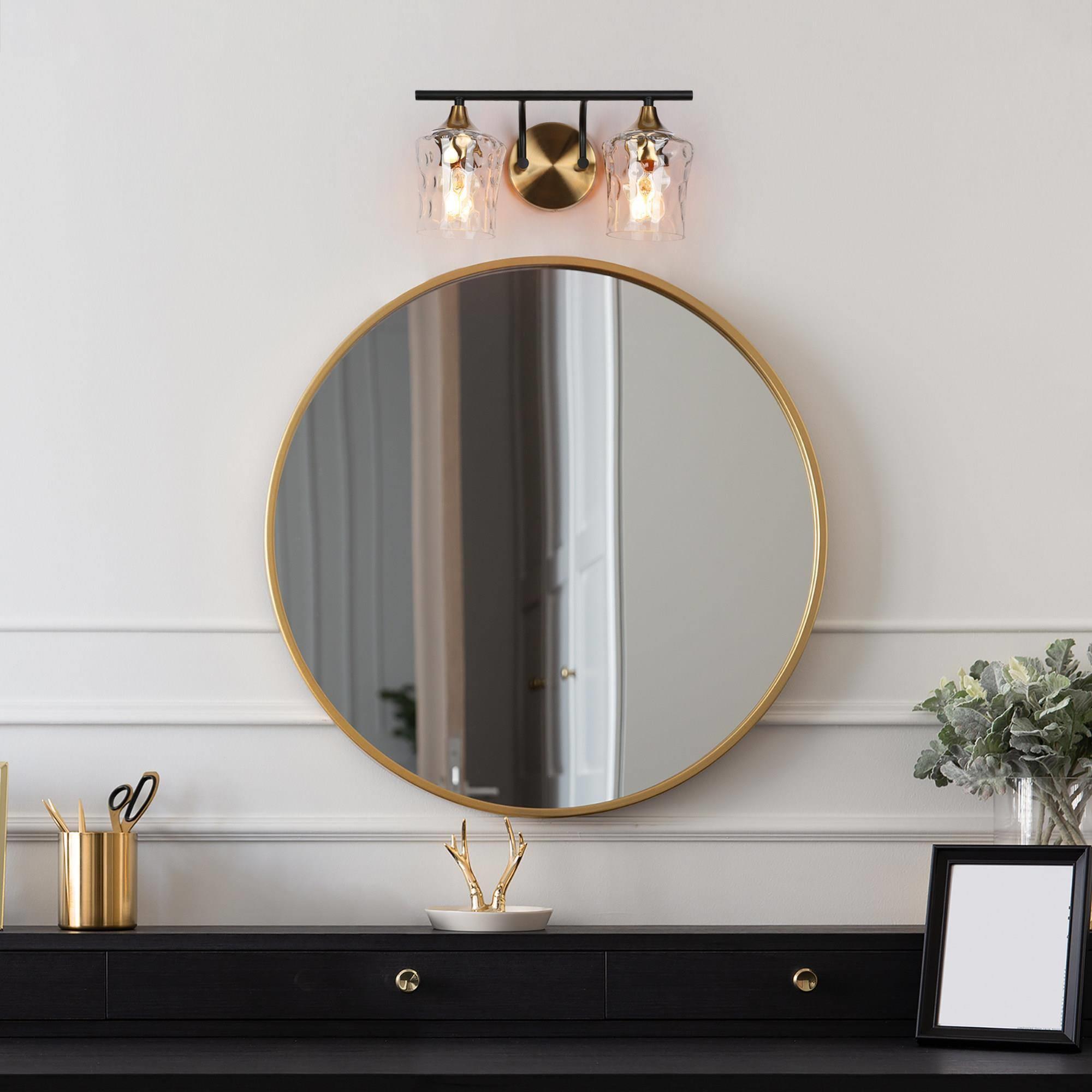 Zevni 14.5 in. 2-Light Polished Brass Modern Bathroom Vanity Light