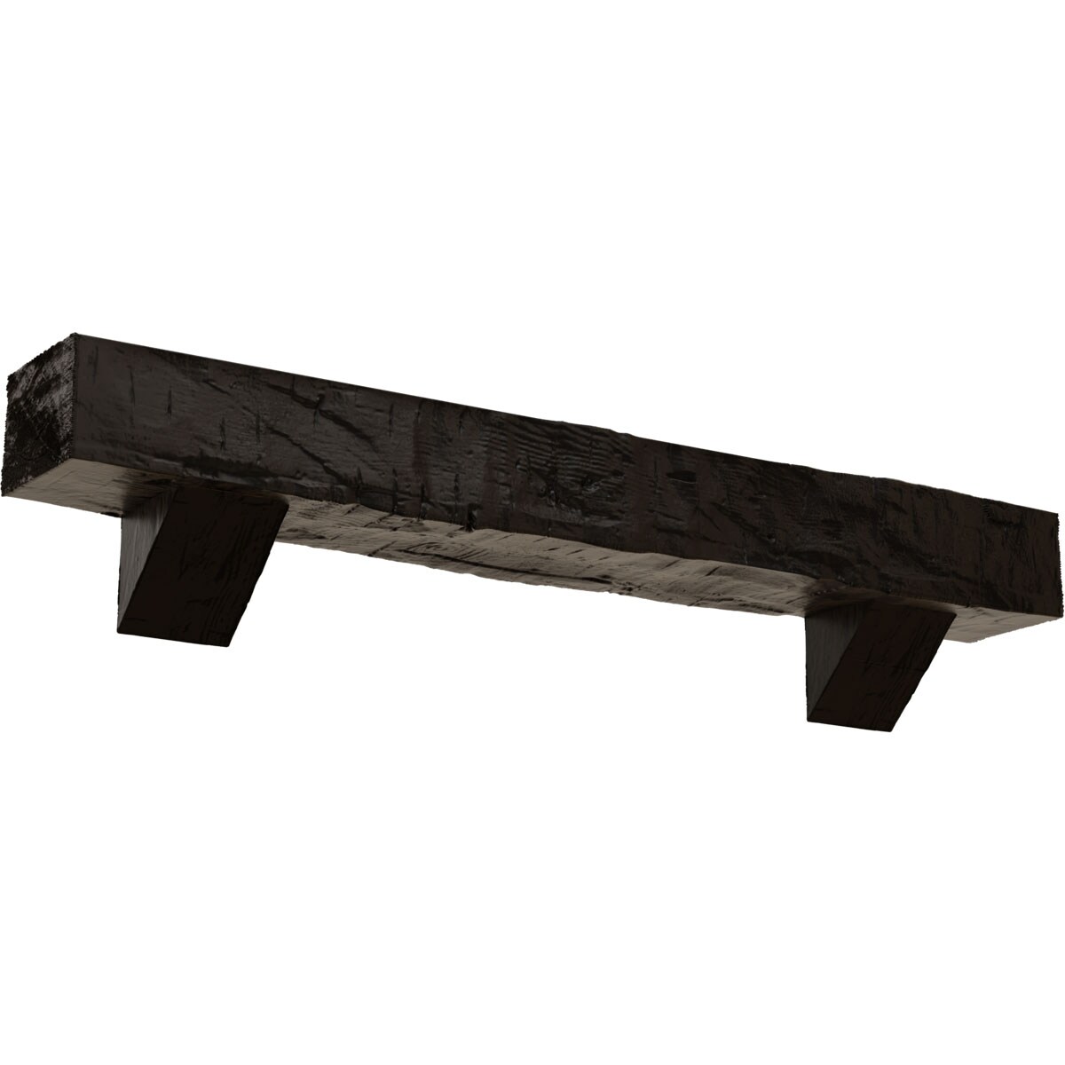 Ekena Millwork MANUHH06X10X72BKZW 72-in W x 6-in H x 10-in D Walnut (Premium) Hollow Urethane Rustic Fireplace Mantel