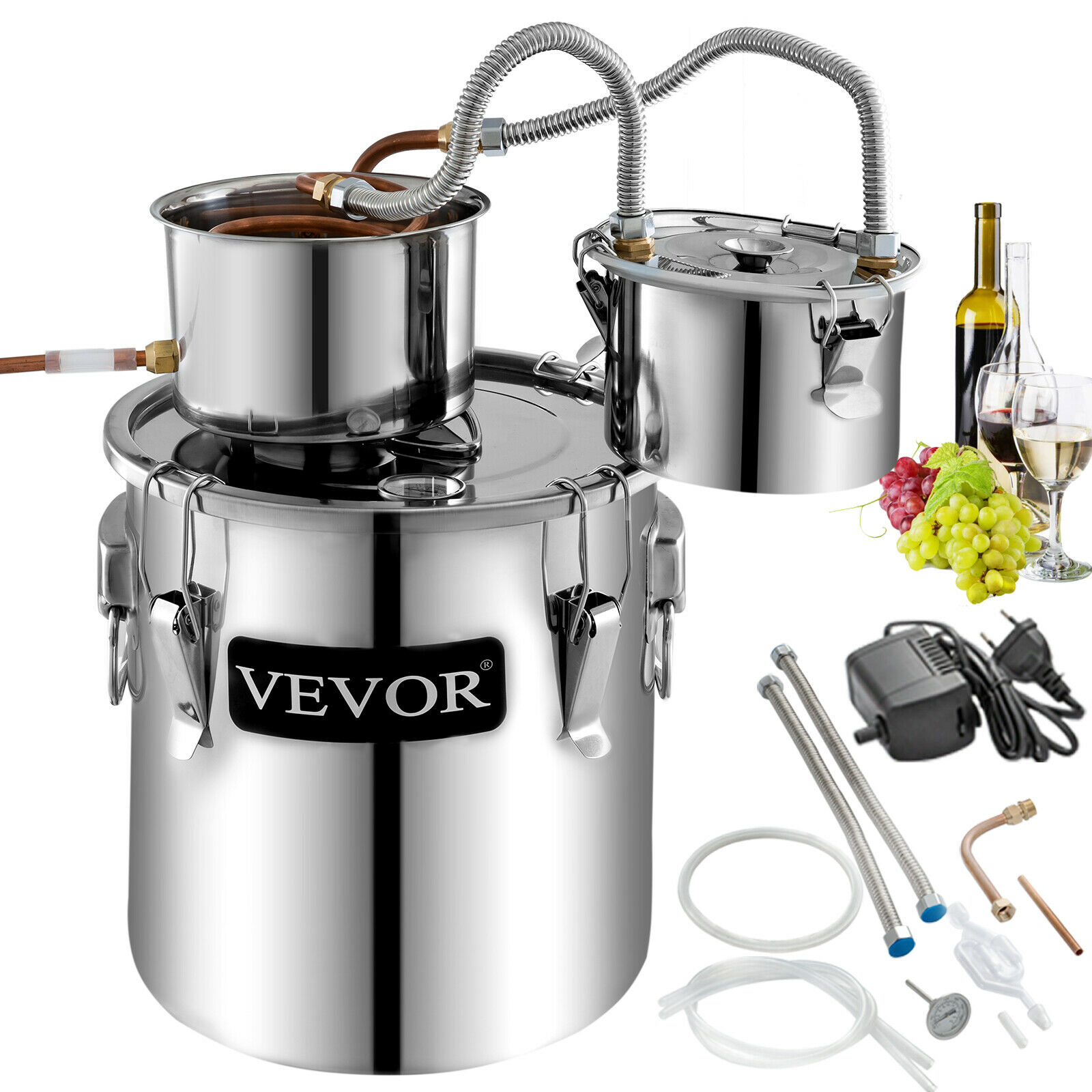 VEVOR ZLSJ5GALSLNTZLQDBV1 5 Gal Water Alcohol Distiller Alcohol still