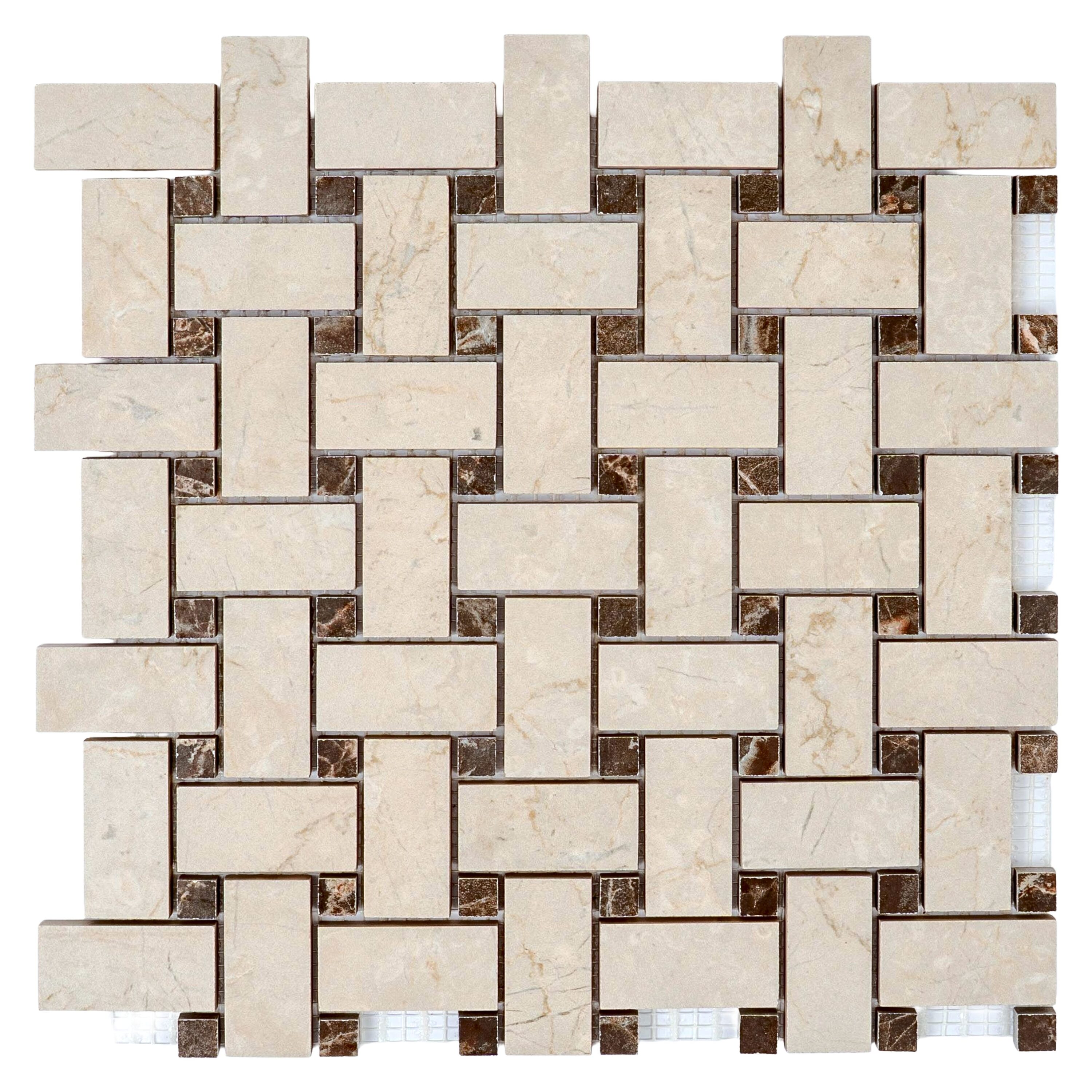 Apollo Tile Regalia Beige, Brown 12-in x 12-in Matte Porcelain Encaustic Basketweave Mosaic Floor and Wall Tile ( 5.82-sq ft Carton )