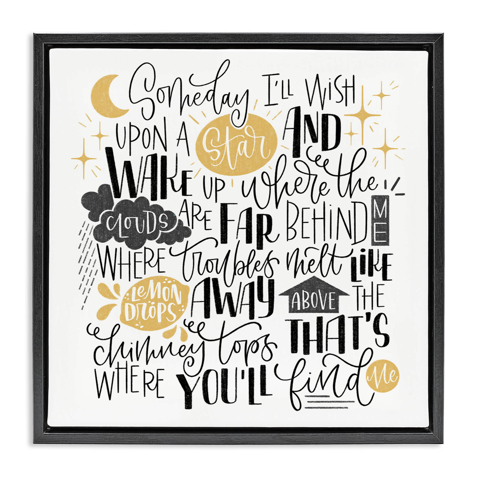 Stupell Industries BT-429-FFB-17X17 Over The Rainbow Poem Floating Frame design by Sarah Hickman