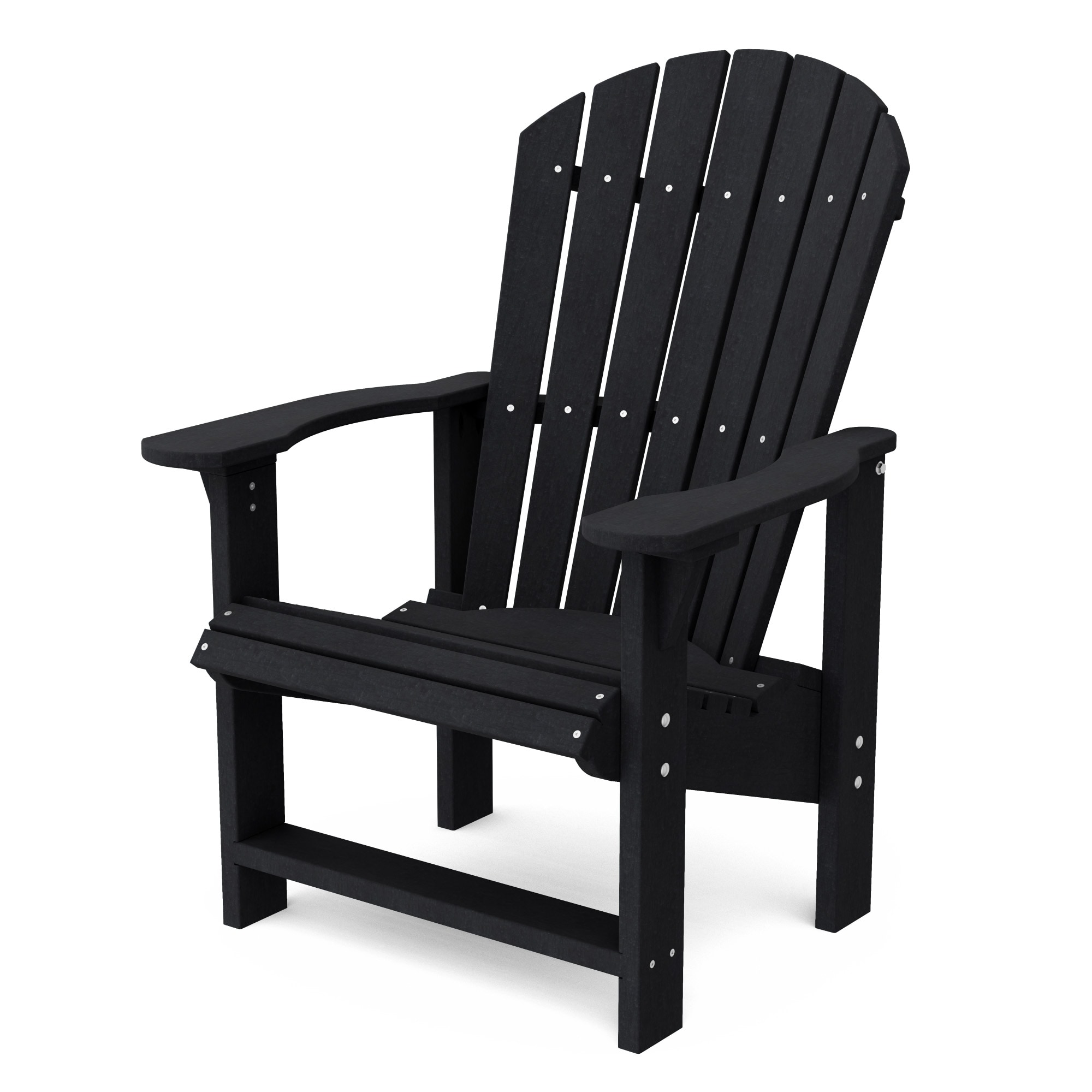 Wildridge LCC-112-BK Heritage Upright Black HDPE Frame Stationary Adirondack Chair with Slat Seat