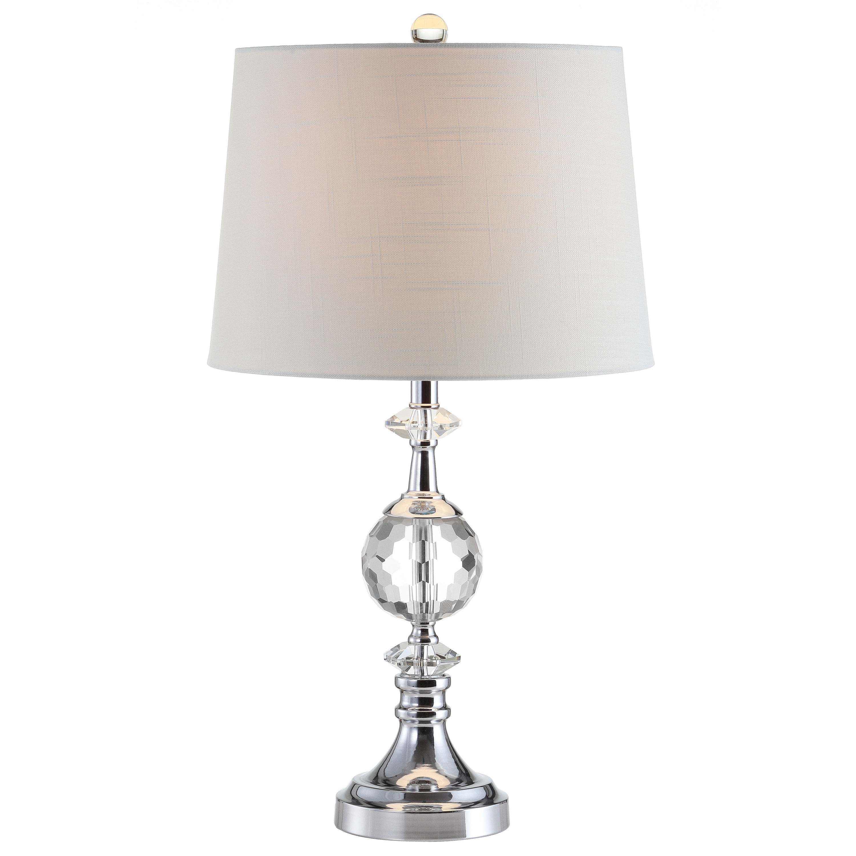 JONATHAN  Y Contemporay 25.5-in Chrome Rotary Socket Table Lamp with Linen Shade