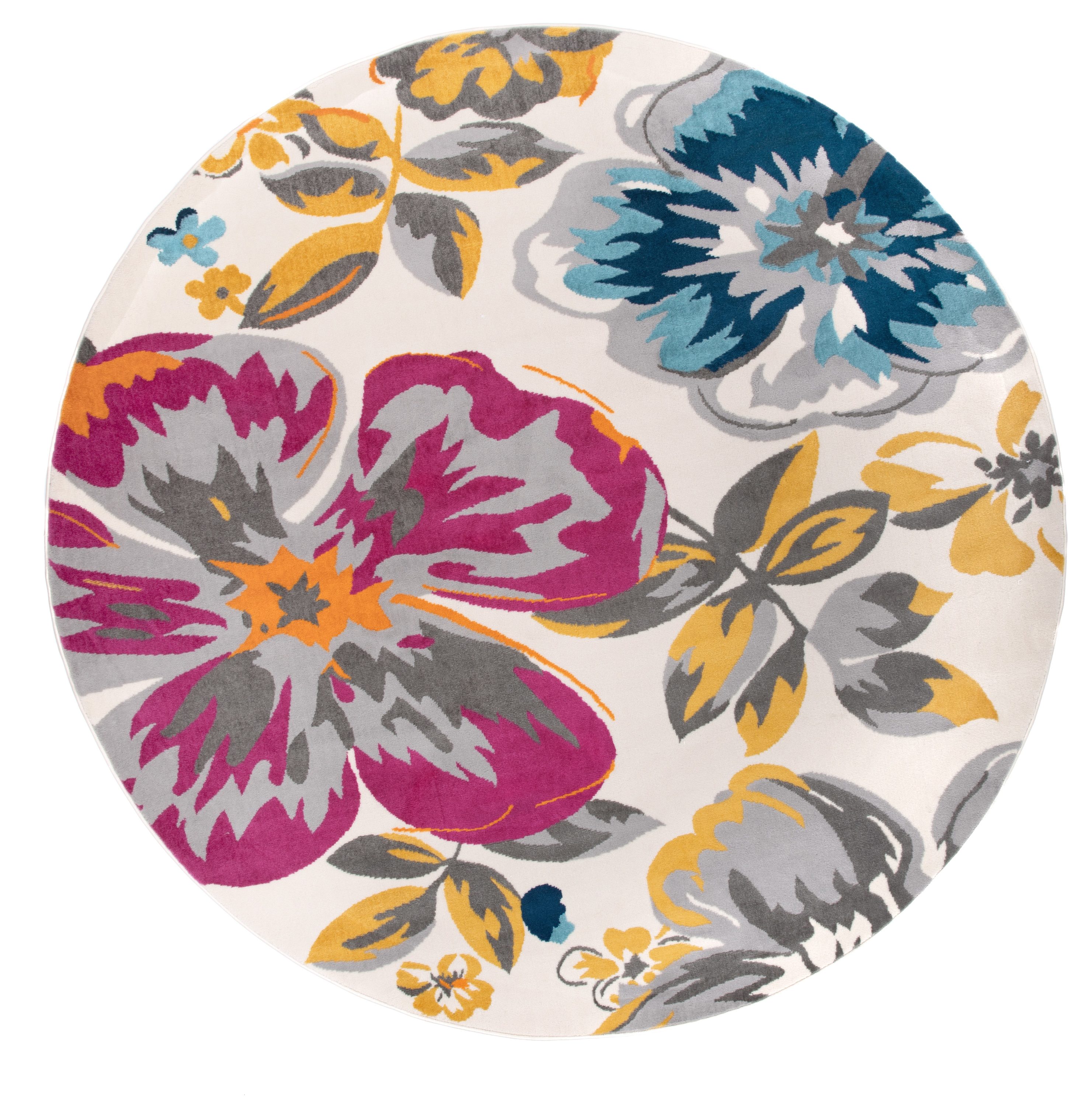 World Rug Gallery 9098MULTI6RND Hudson 6 x 6 (ft) Loomed Polypropylene Multi Round Indoor Floral/Botanical Mid-Century Modern Area rug