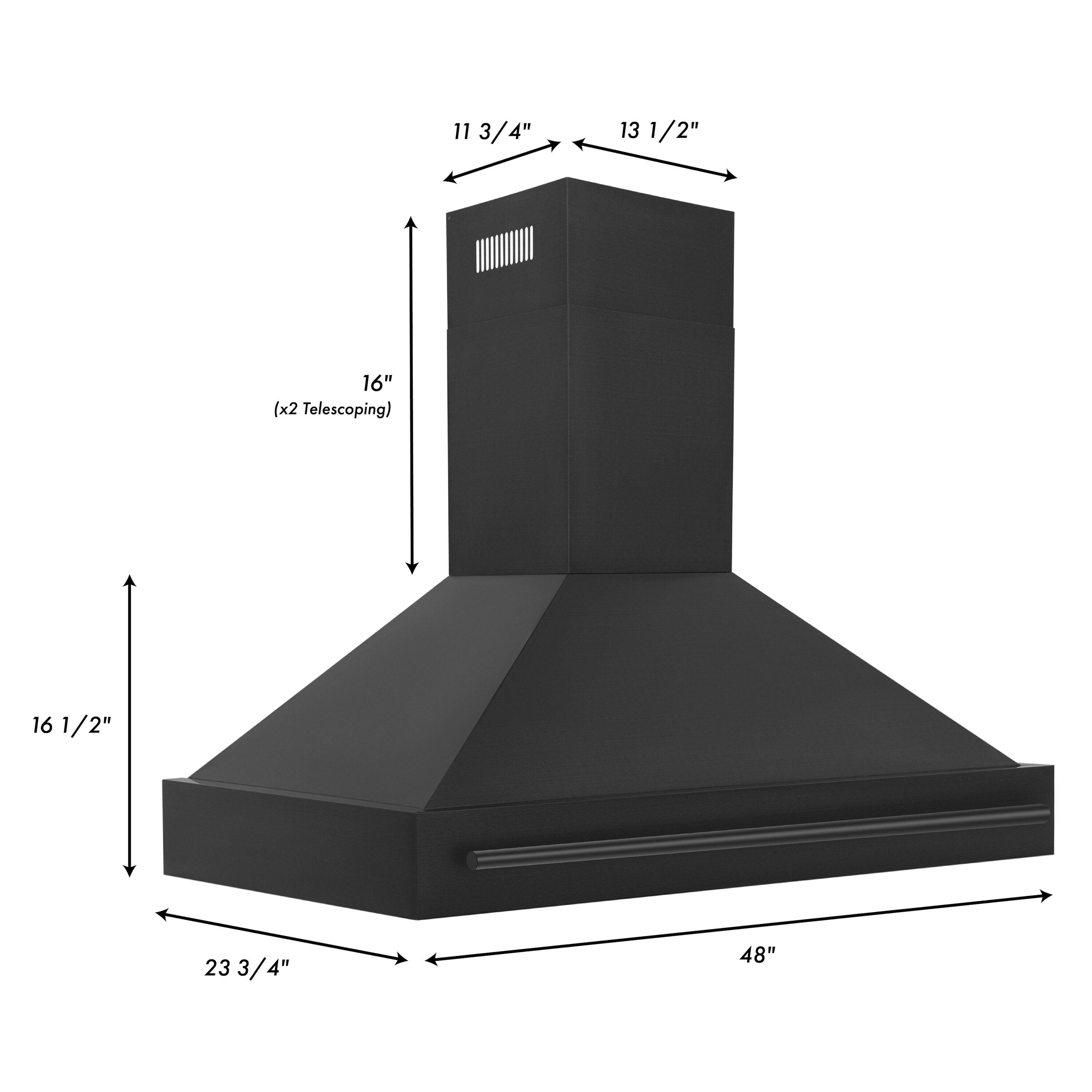 30 Inch Professional Wall Mounted Range Hood, 16.5 Inches Tall
