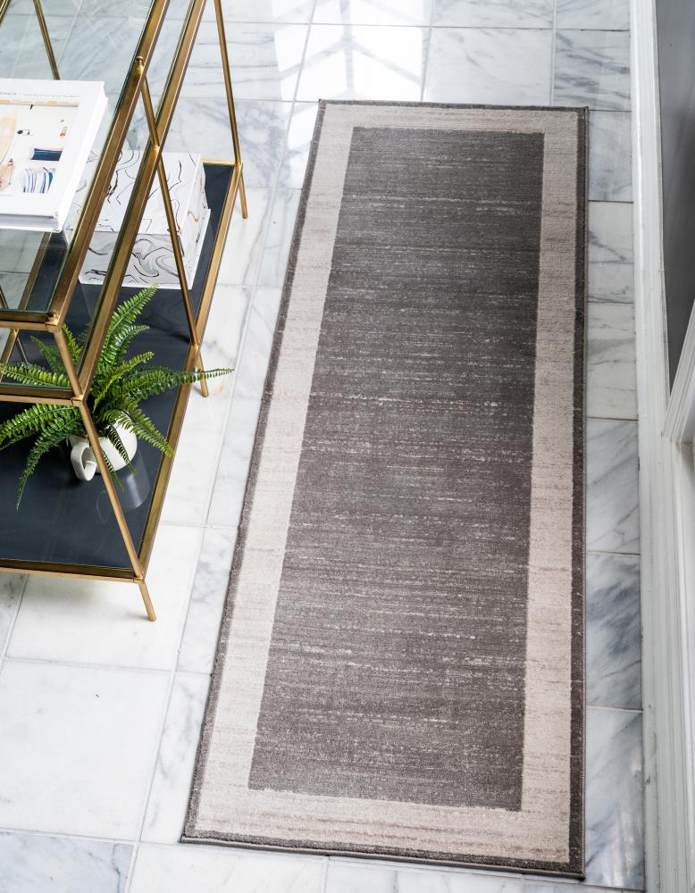 Unique Loom 3141254 Jill Zarin Yorkville Uptown 2 x 6 (ft) Loomed Polypropylene Gray Rectangular Indoor Border Industrial Runner rug