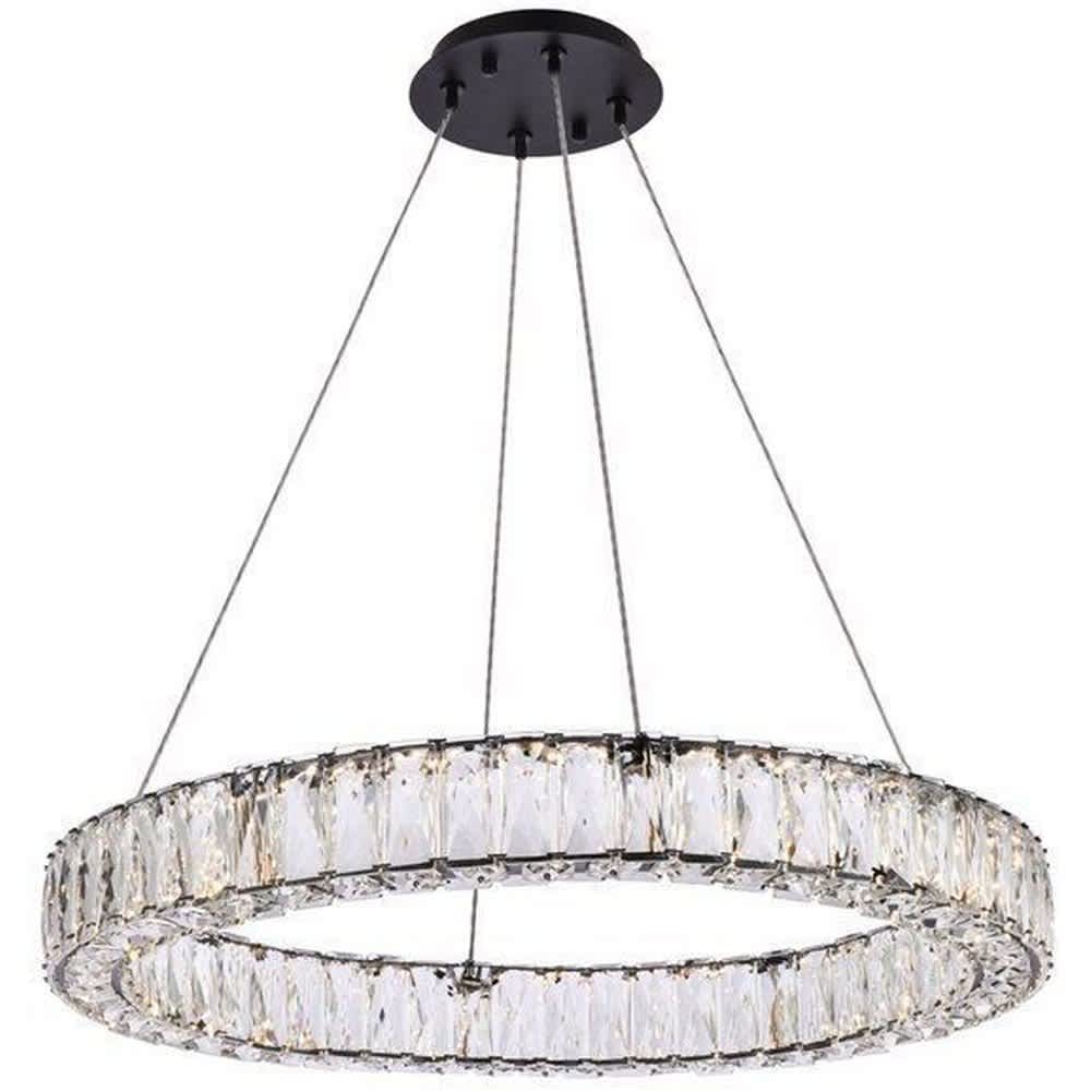 Elegant Lighting A-EL-3503D26BK Monroe 1 - Light Black Modern - LED Crystal And Metal Pendant Light