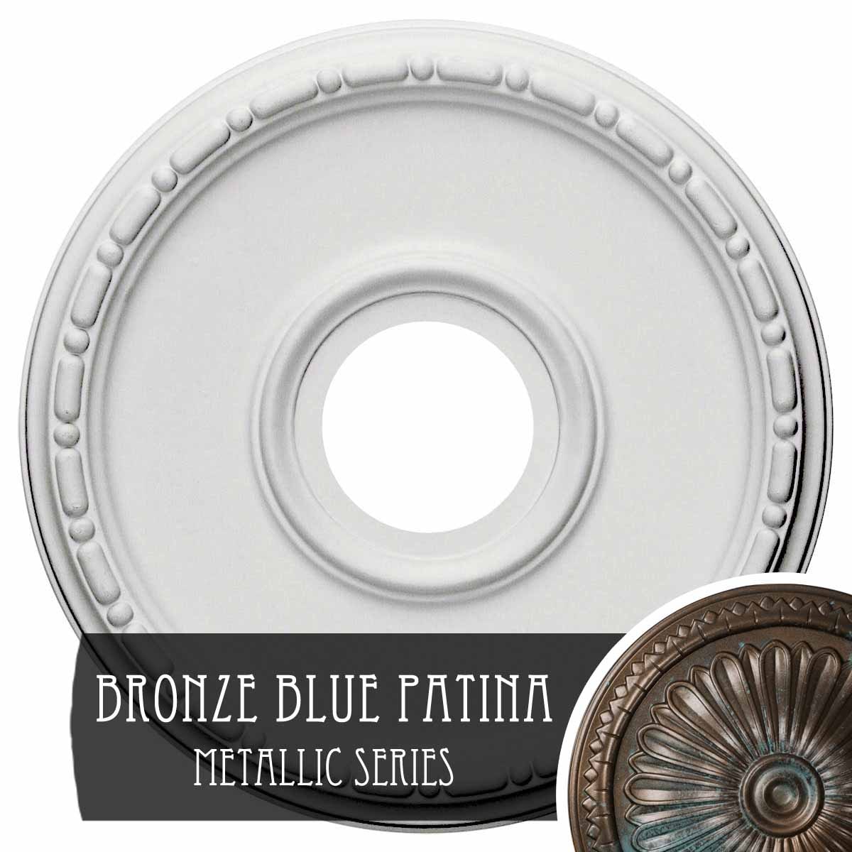 Ekena Millwork CM16MEBBS Medea 16.5-in W x 16.5-in L Painted Bronze Blue Patina Polyurethane Whole Ceiling Medallion