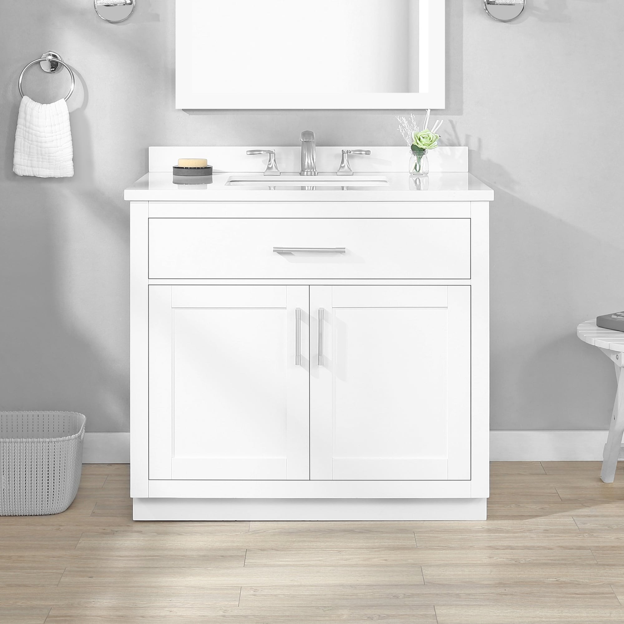 OVE Decors Bailey 36-in White Undermount Single Sink Bathroom Vanity ...