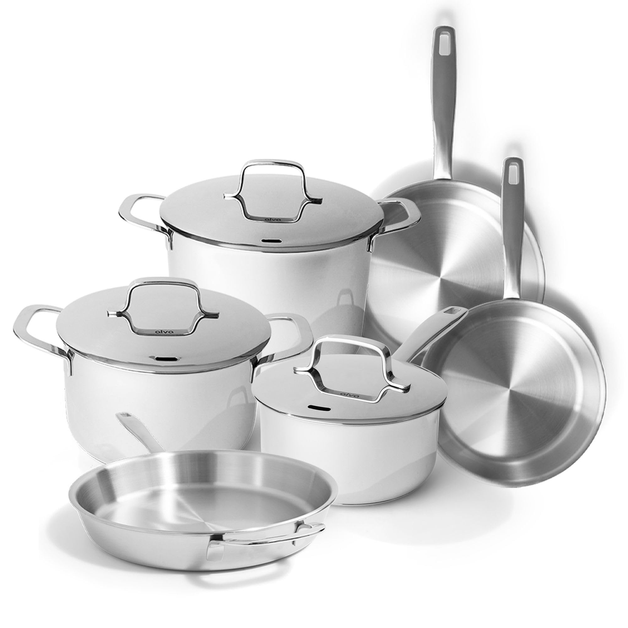 alva Maestro 9-Piece Stainless Steel Cookware Set Non-Toxic and Oven Safe #MAESTROSS-9PC-SET