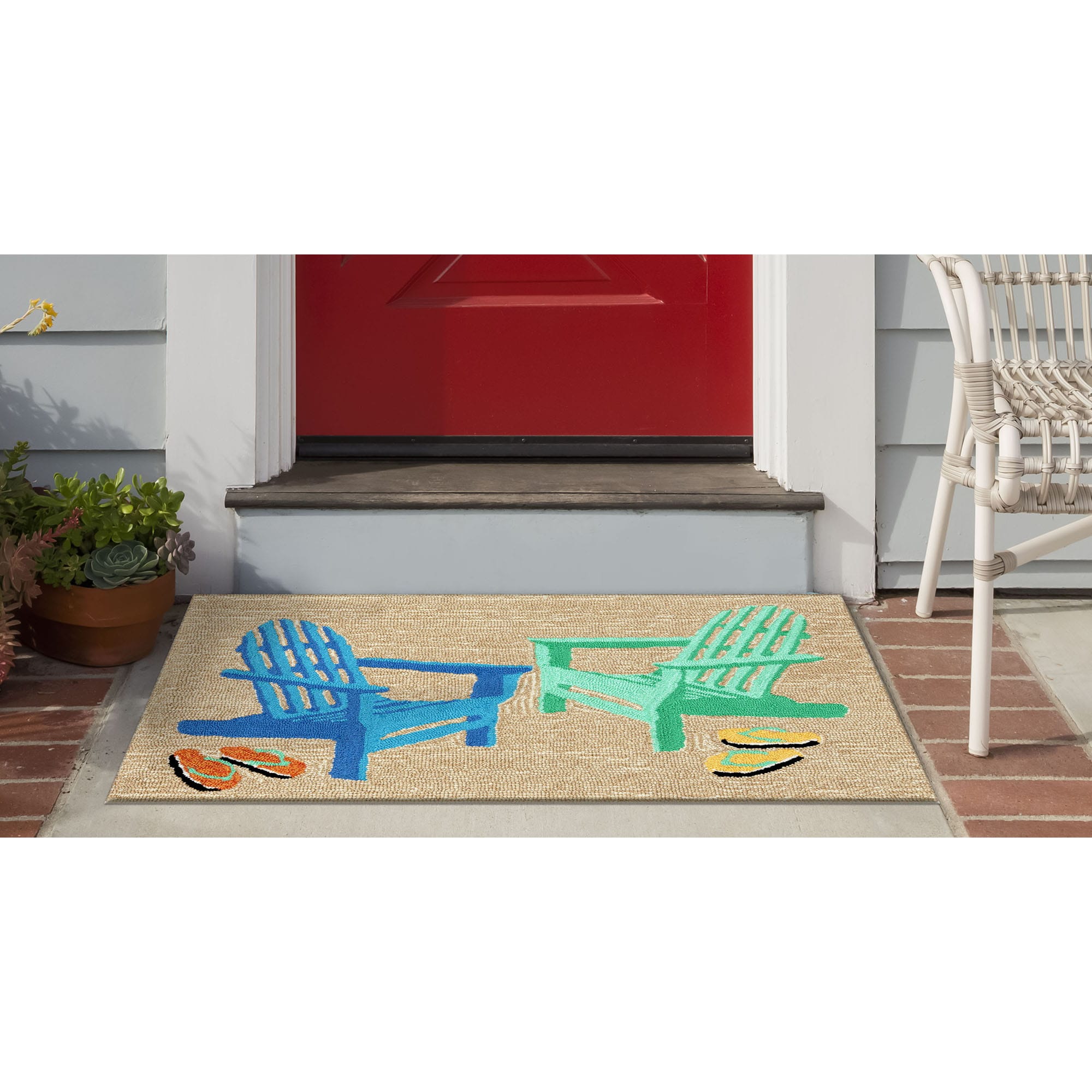 Liora Manne FTP23146604 2-ft x 3-ft Seaside Polyester Rectangular Indoor or outdoor Decorative Summer Door mat