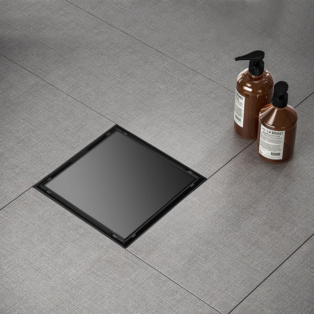 Interbath 4 in. x 4 in. Stainless Steel Square Shower Floor Drain with  Square Pattern Drain Cover in Matte Black ITBFD44MB-A - The Home Depot
